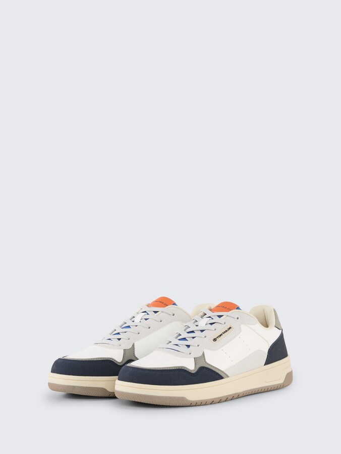 Trainers with colour blocking by Men, white-navy