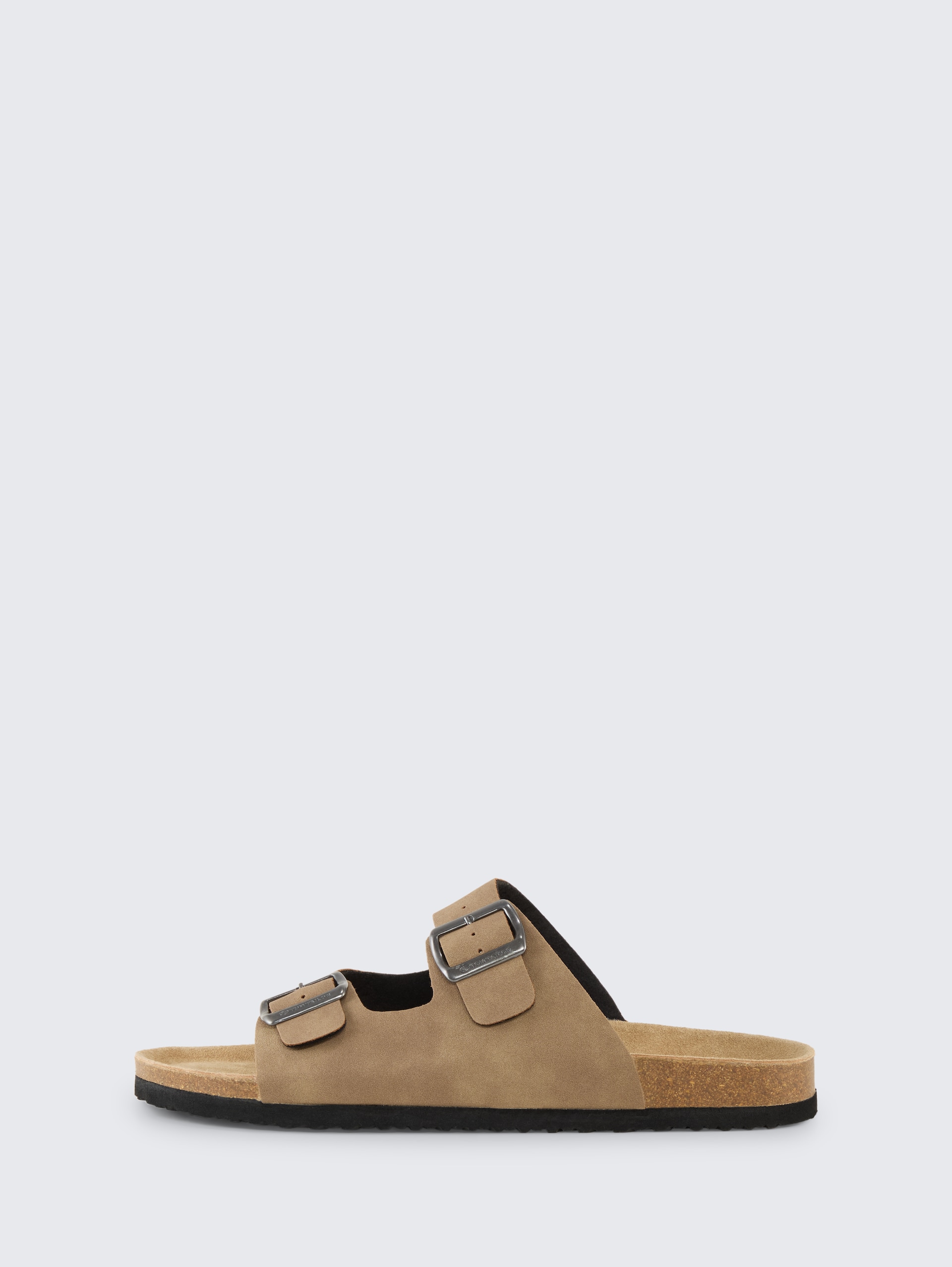 Flache Sandalen mit Kork Sohle - beige - seitliche Produkt-Ansicht