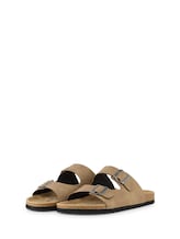 Ausgewählt, Flache Sandalen mit Kork Sohle von Tom Tailor, beige