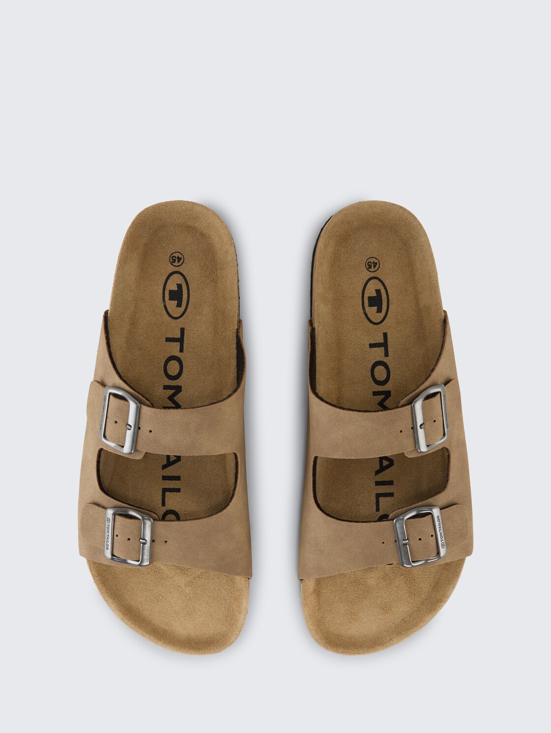 Flache Sandalen mit Kork Sohle - beige - Produkt-Ansicht von oben 