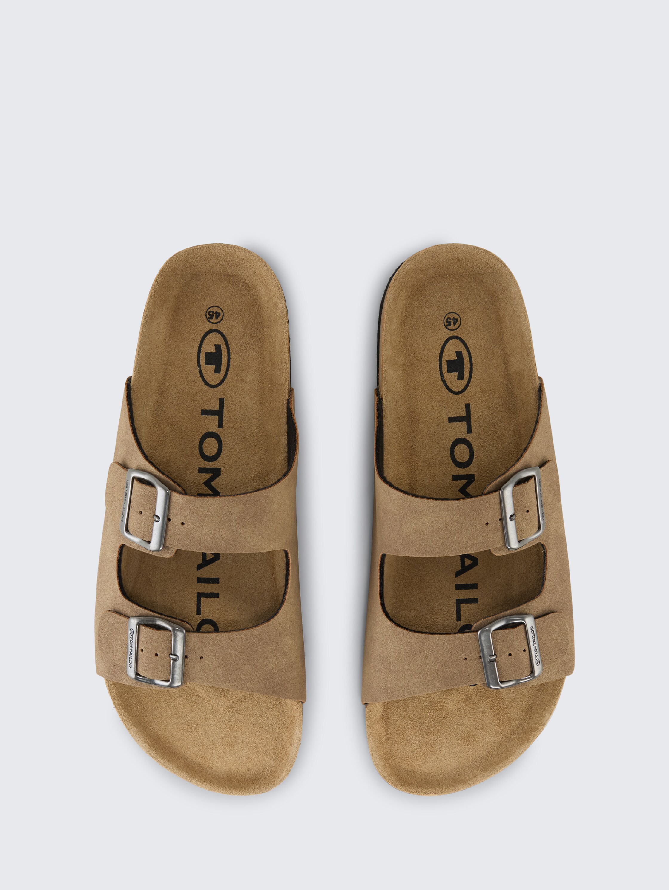 Platte sandalen met kurken zool - beige - 