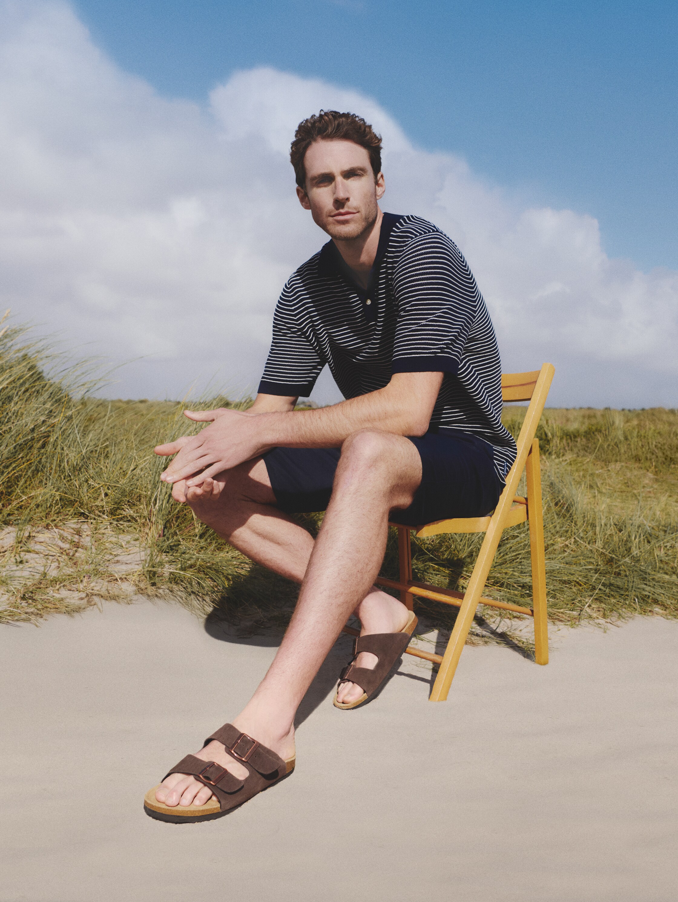 Platte sandalen met kurken zool - beige - 