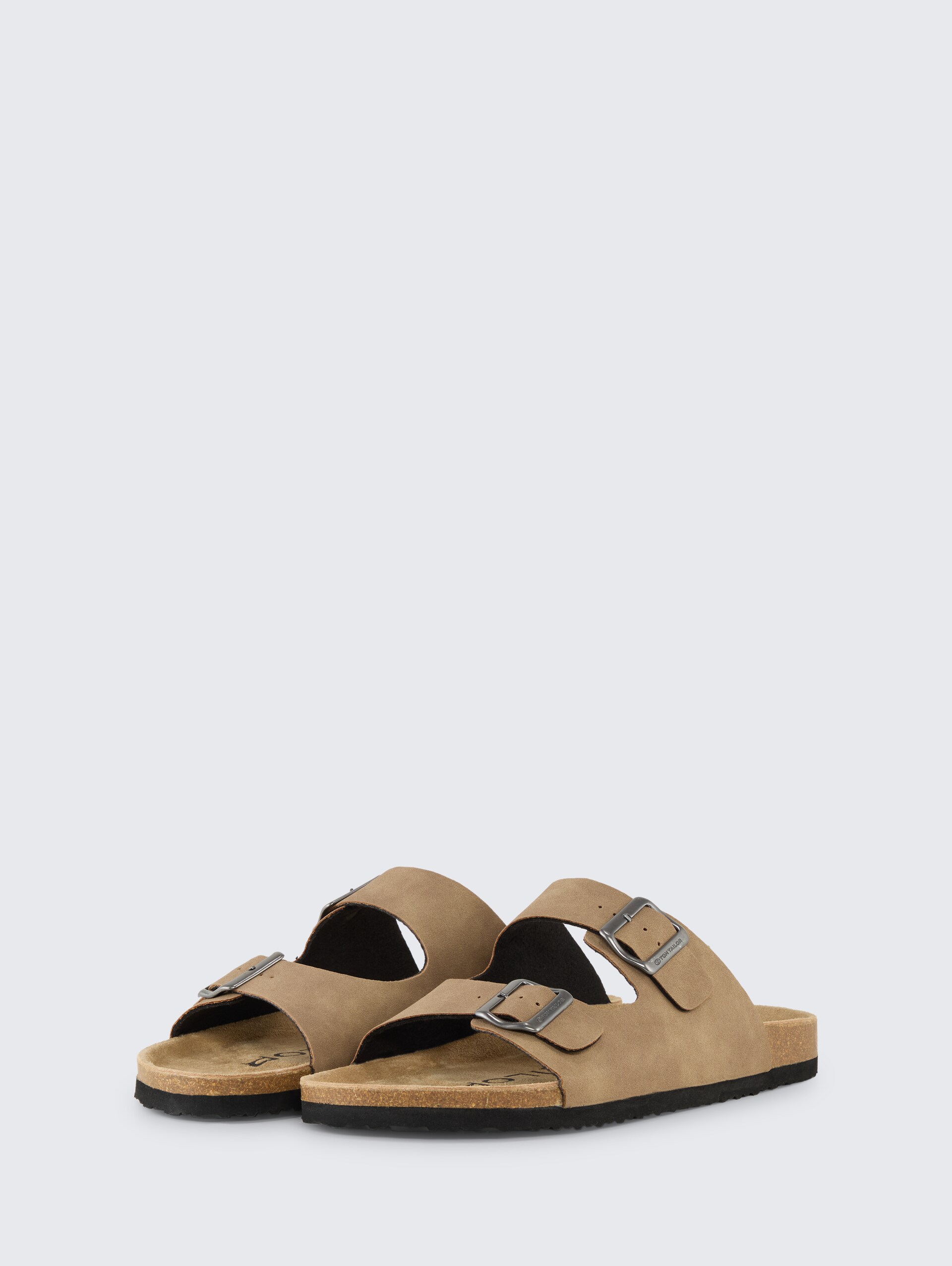Flache Sandalen mit Kork Sohle - beige - seitliche Produkt-Ansicht