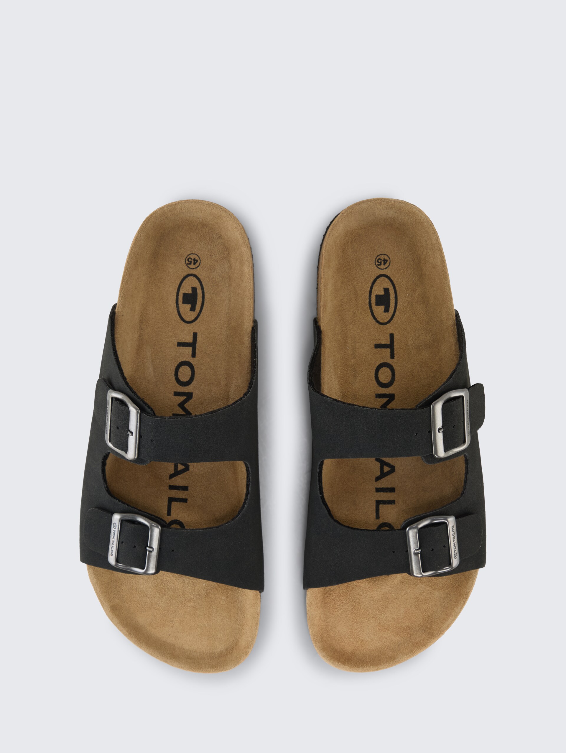 Flat sandals with cork soles - black - Product view from top 