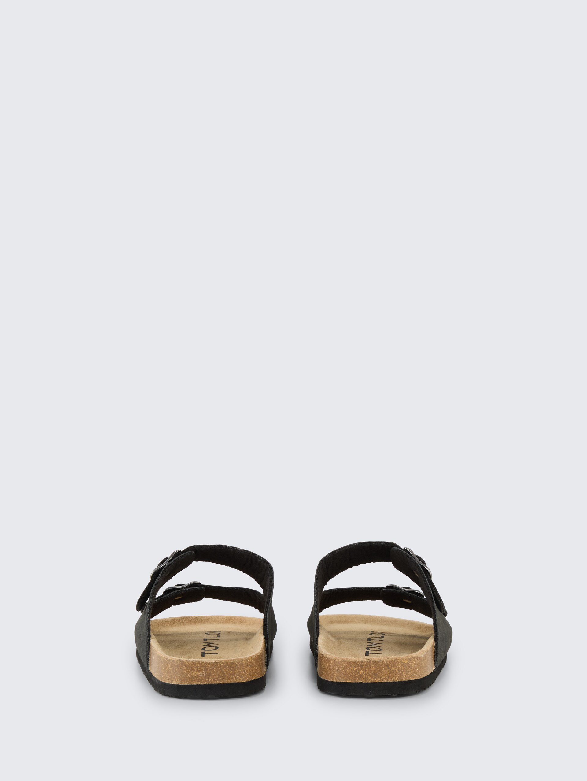 Flat sandals with cork soles - black - Product rear view