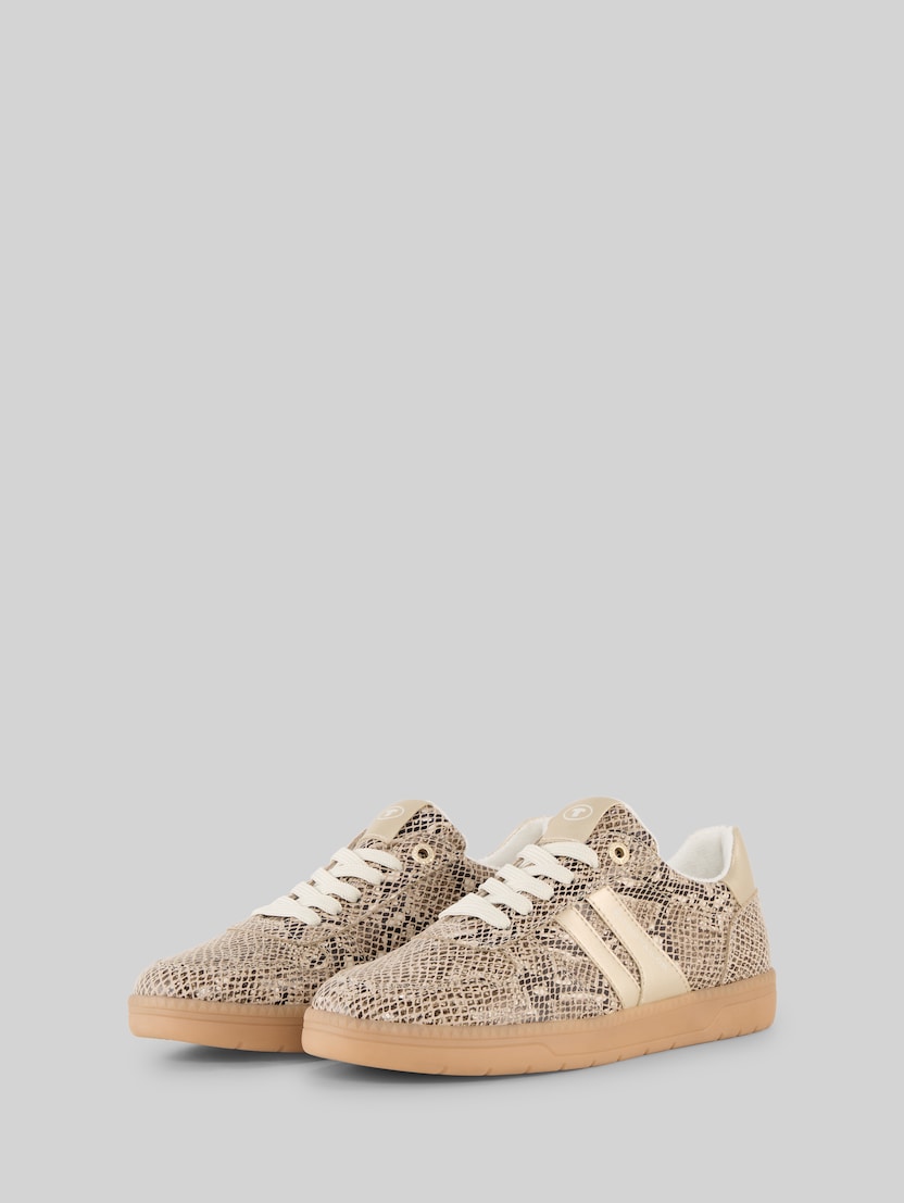 Baskets à imprimé animalier par Women, beige multi