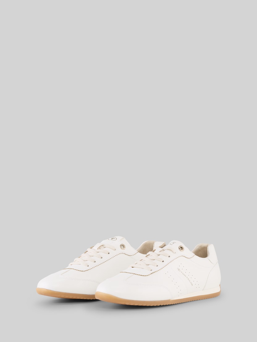 Flat sneakers in imitation leather by Women, white