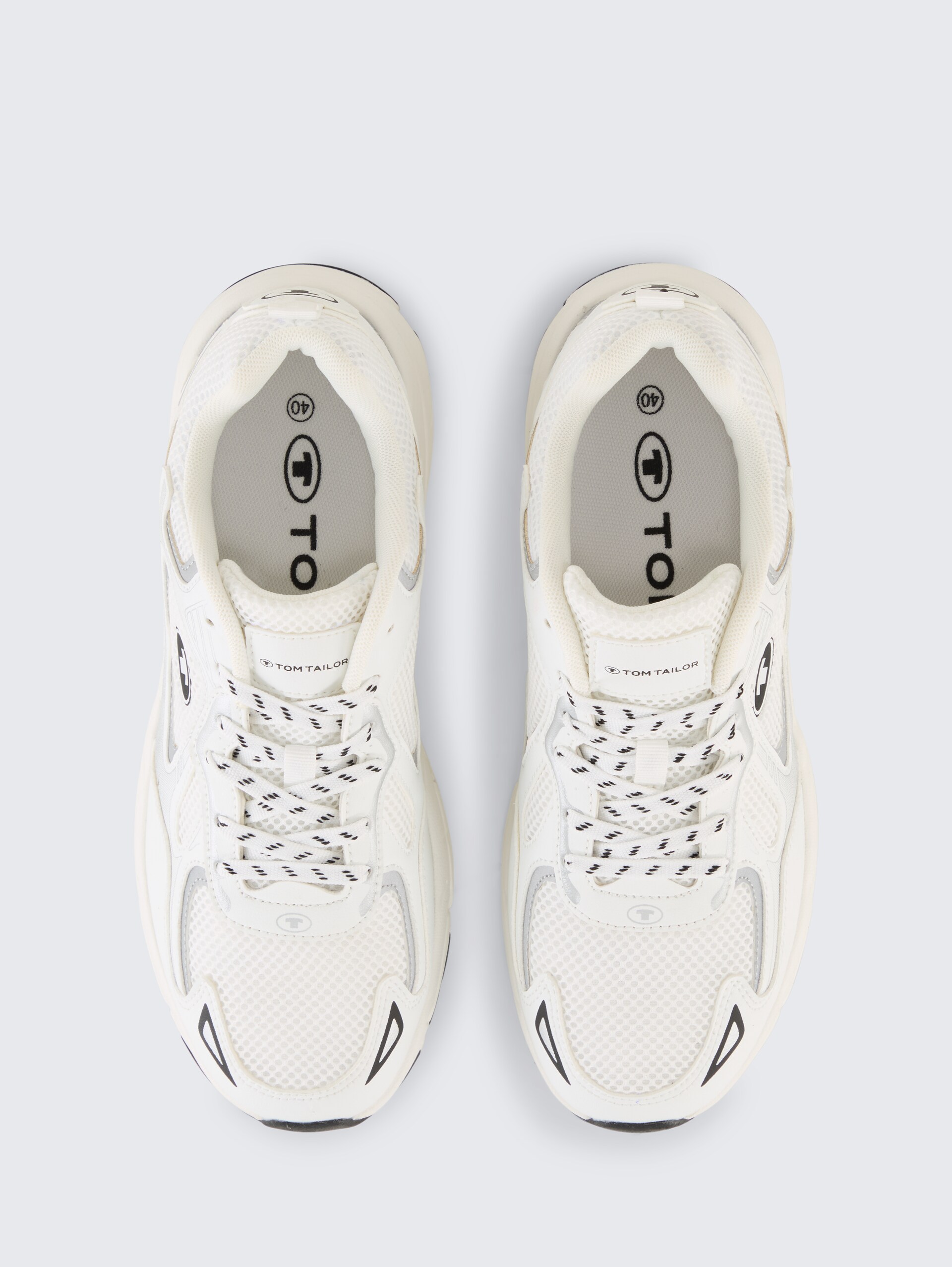 Sneaker met mesh inzetstuk - white-silver - Bovenaanzicht product 