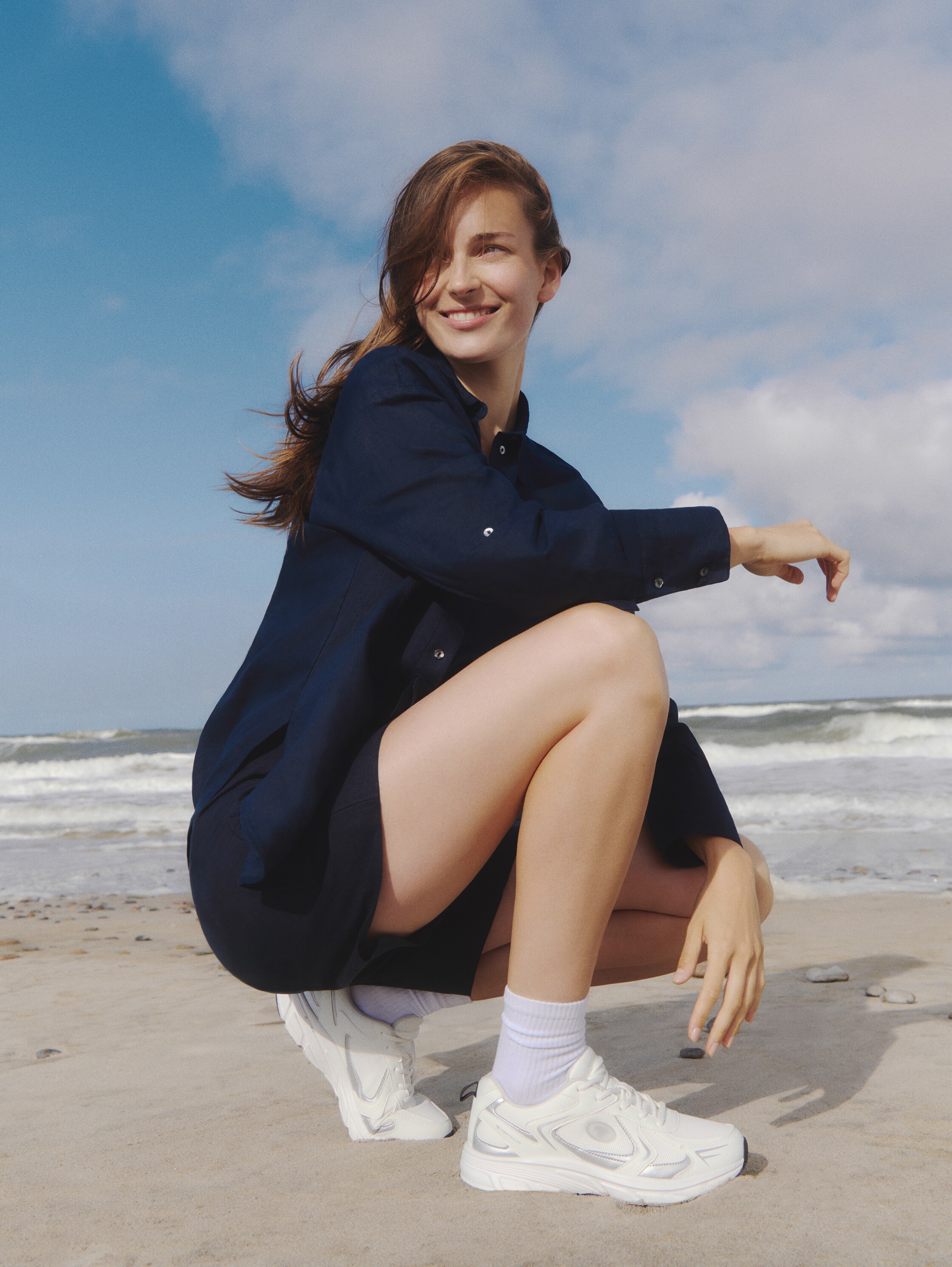 Sneaker mit Mesh-Einsatz - whitesilver - 