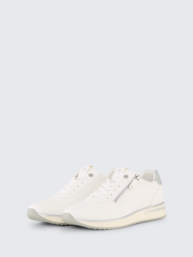 Sneakers met mesh inzetstuk door Women, white