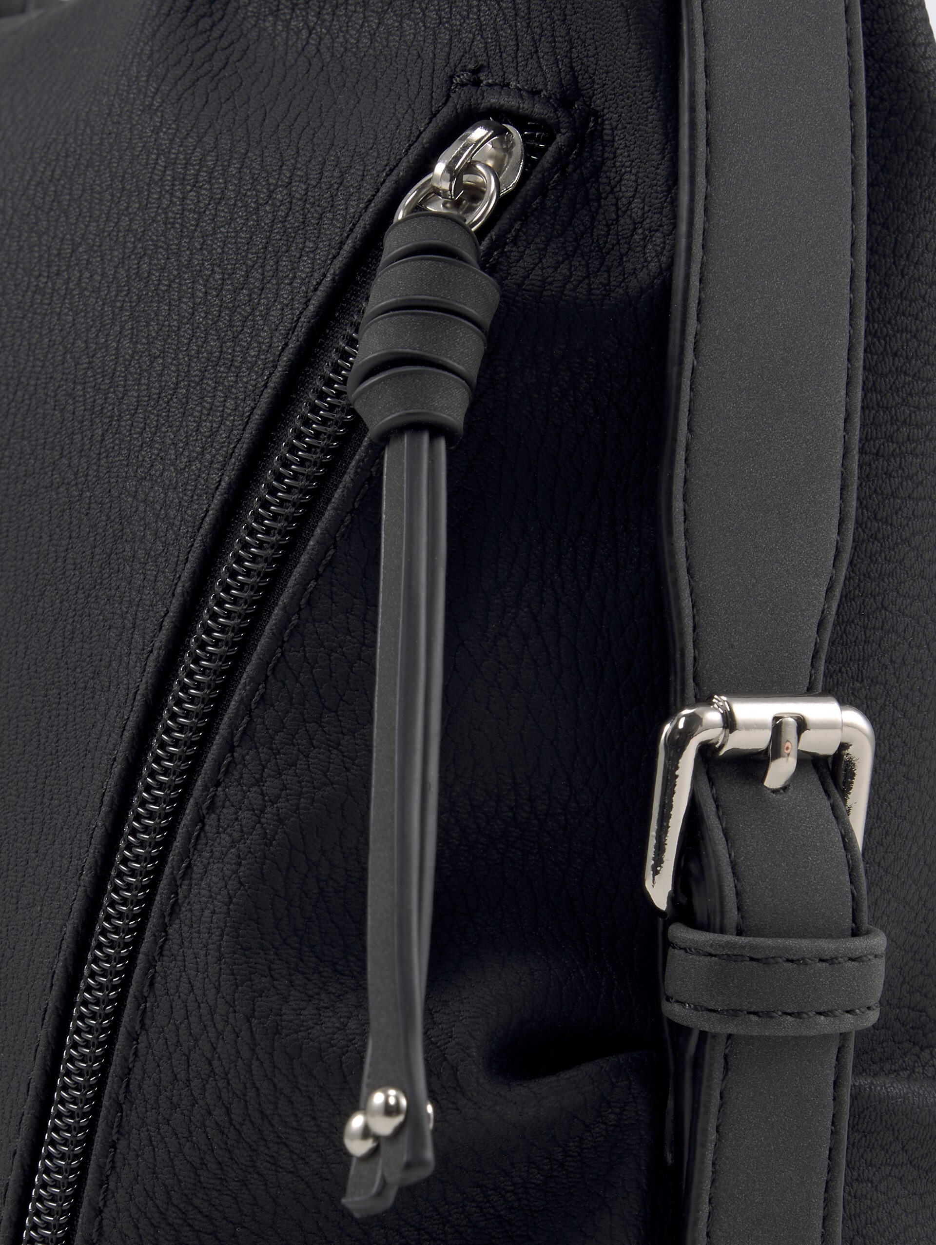 TTCAIA M Umhängetasche mit Reißverschluss-Details - schwarz / black - seitliche Produkt-Ansicht 