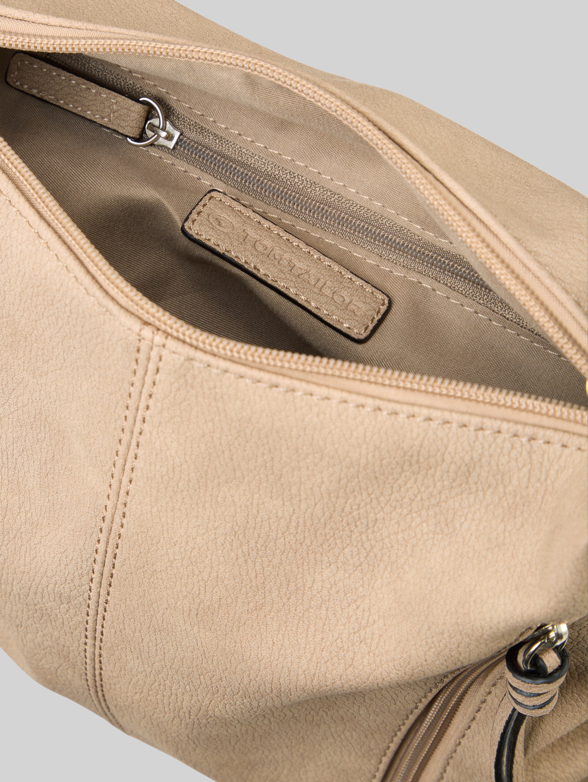 TTCAIA M : sac à bandoulière avec détails zippés - taupe / taupe - vue latérale du produit 