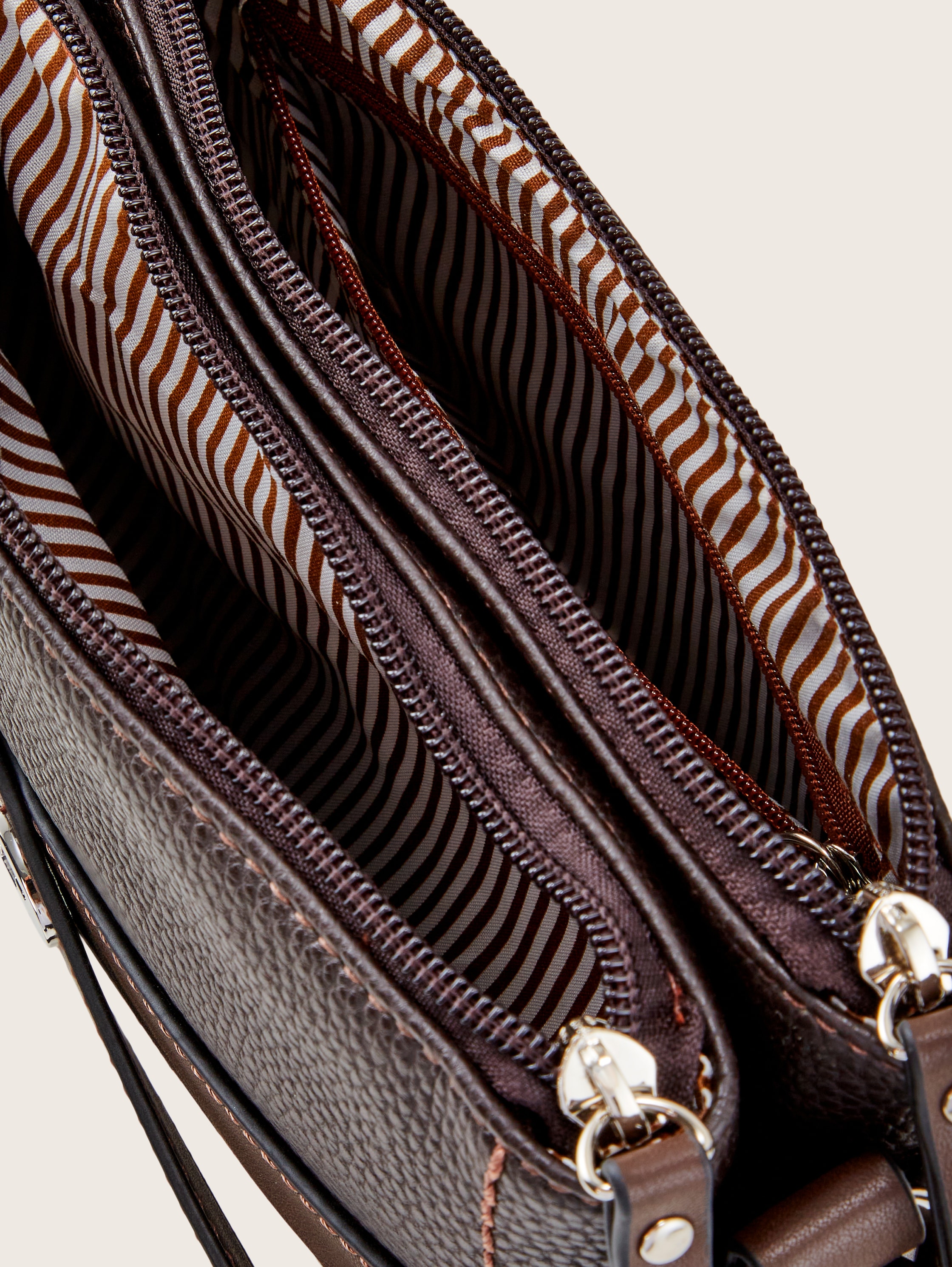 LILLY shoulder bag with belt details - dark brown - side product view 