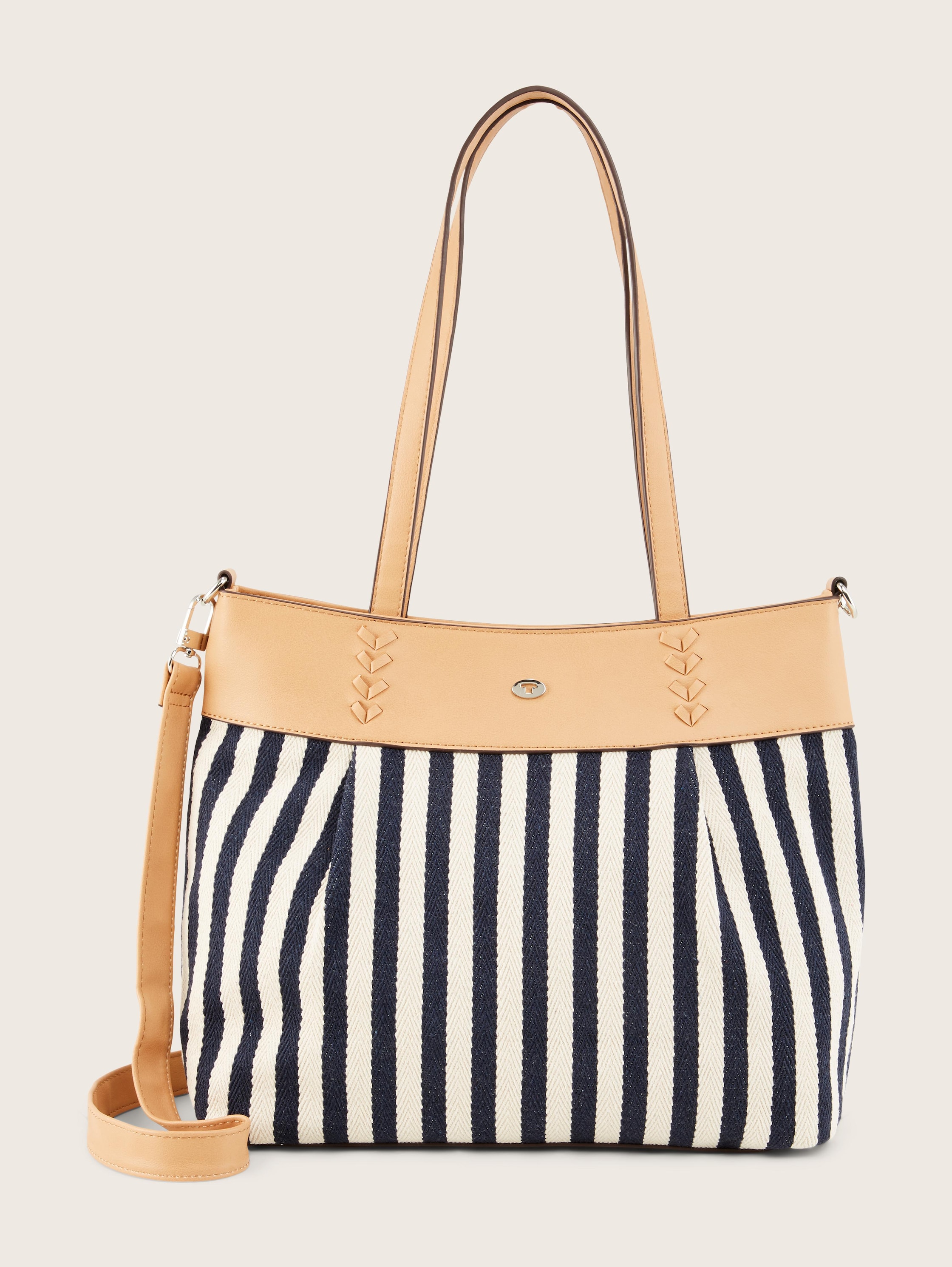 Nia Querformat-Shopper - stripes blue - Vorder-Produkt-Ansicht