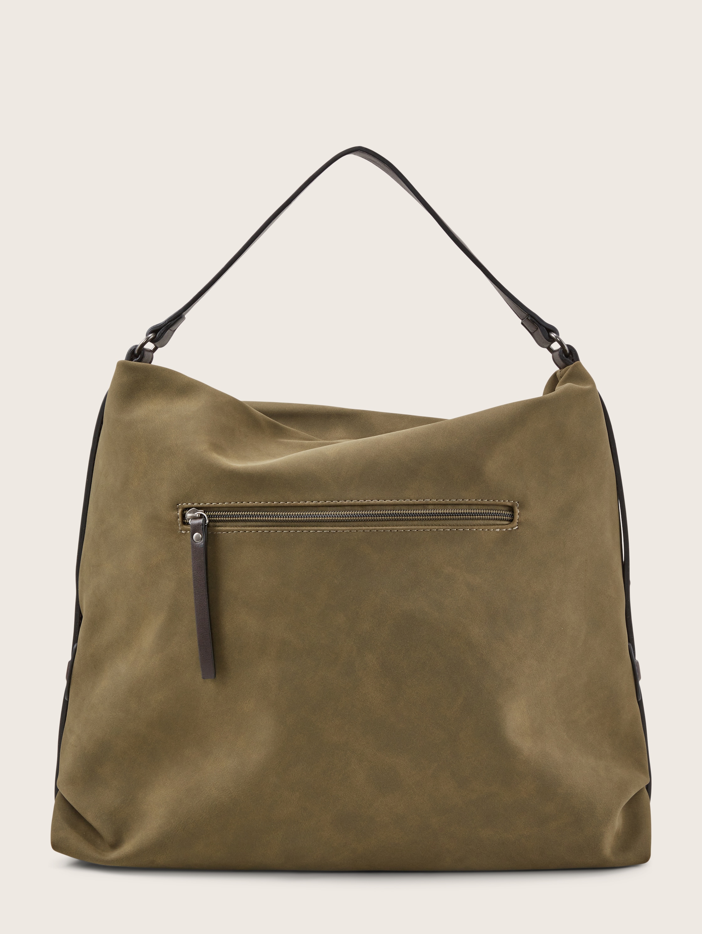 Gila Schultertasche aus Nubukimitat - khaki / khaki - Produkt-Rückansicht