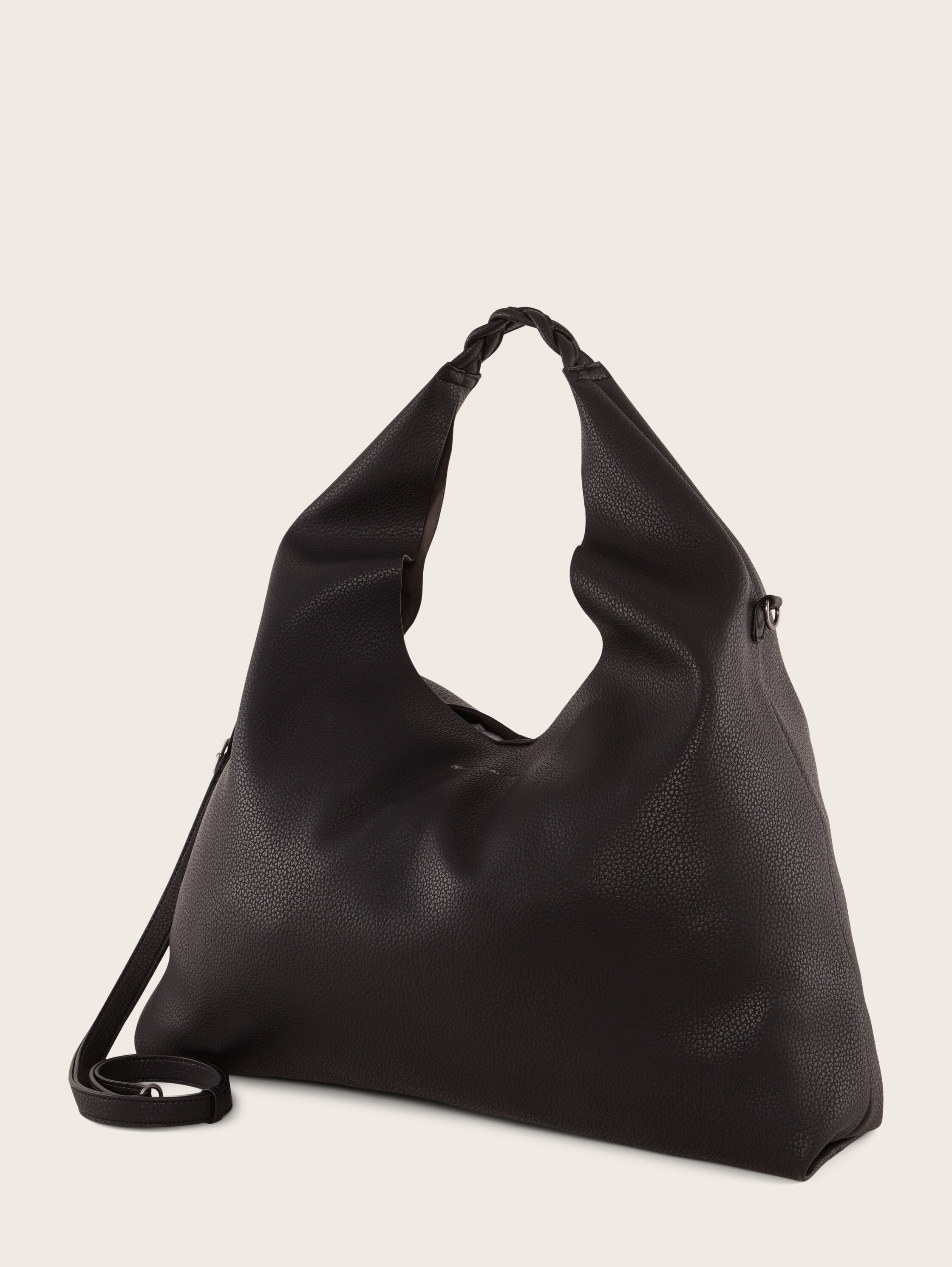 FINNA Schoudertas met gevlochten handvat - schwarz / black - zijaanzicht product 