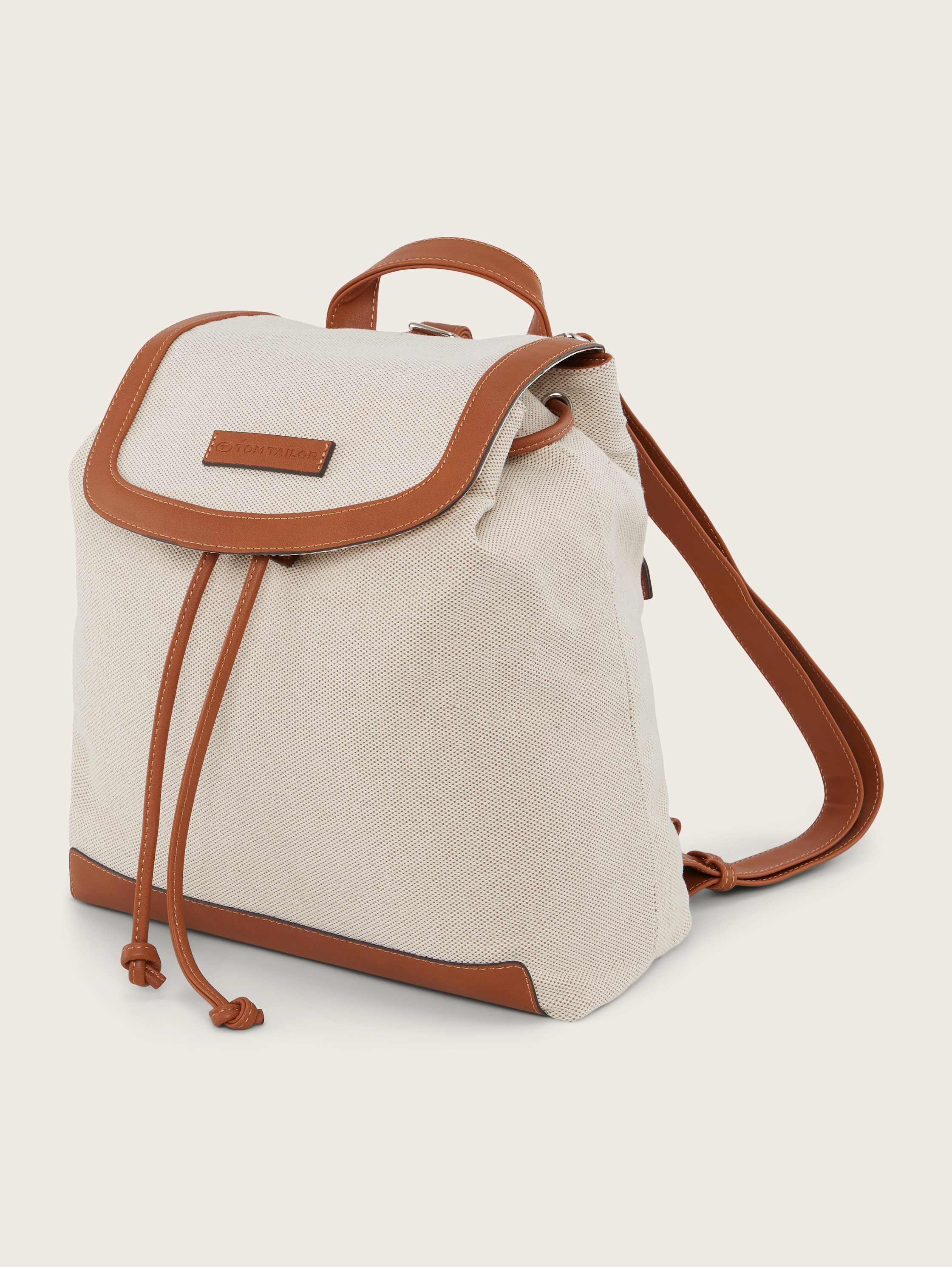 KIMI Rugzak met kunstlederen details - mixed beige - zijaanzicht product 