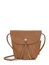 Geselecteerd, Geweefde kleine flaptas met magnetische sluiting IDA door Tom Tailor, bruin