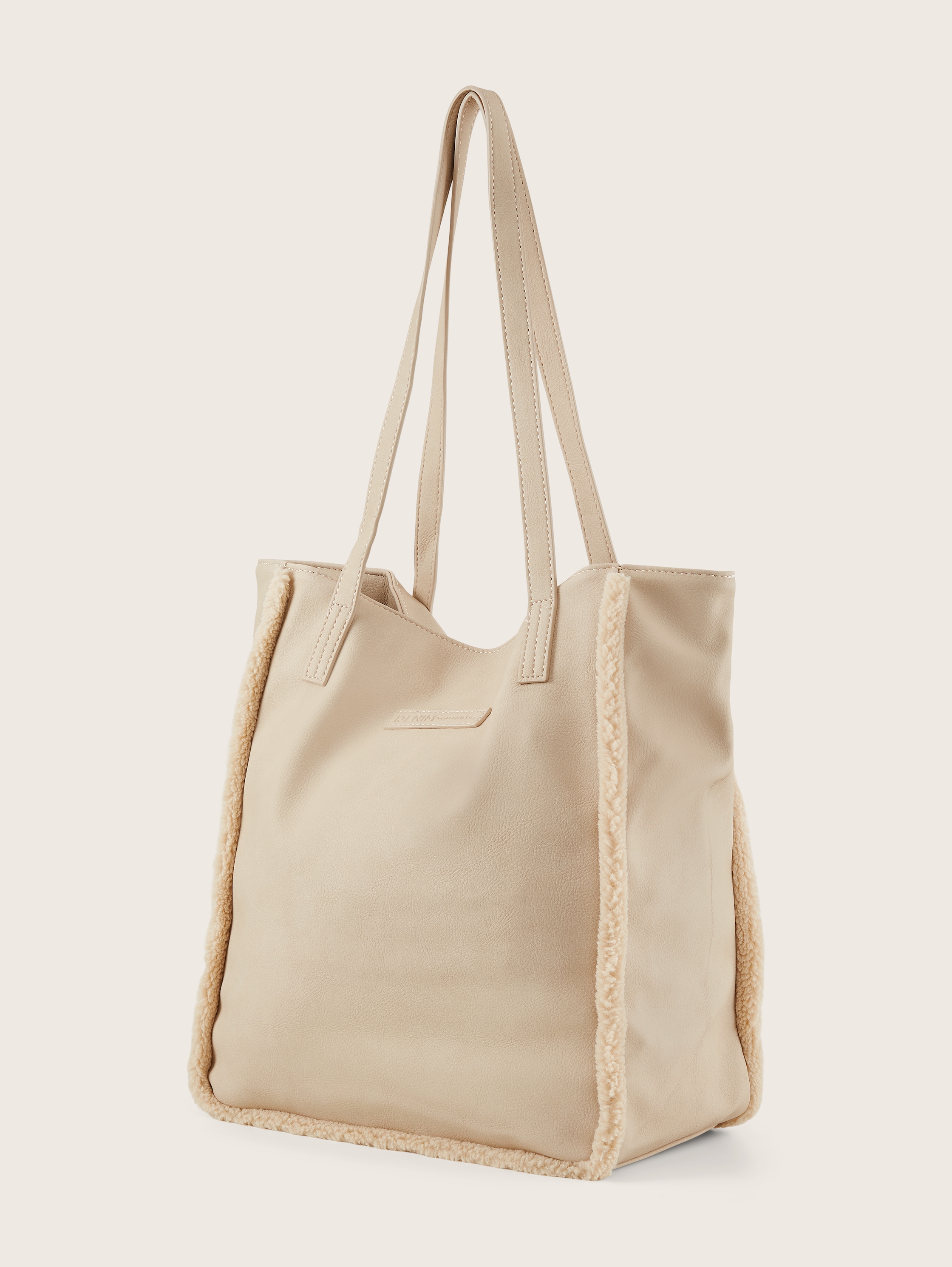 Shopper ARONA mit Webpelz-Kantenbesatz - off white / off white - seitliche Produkt-Ansicht 