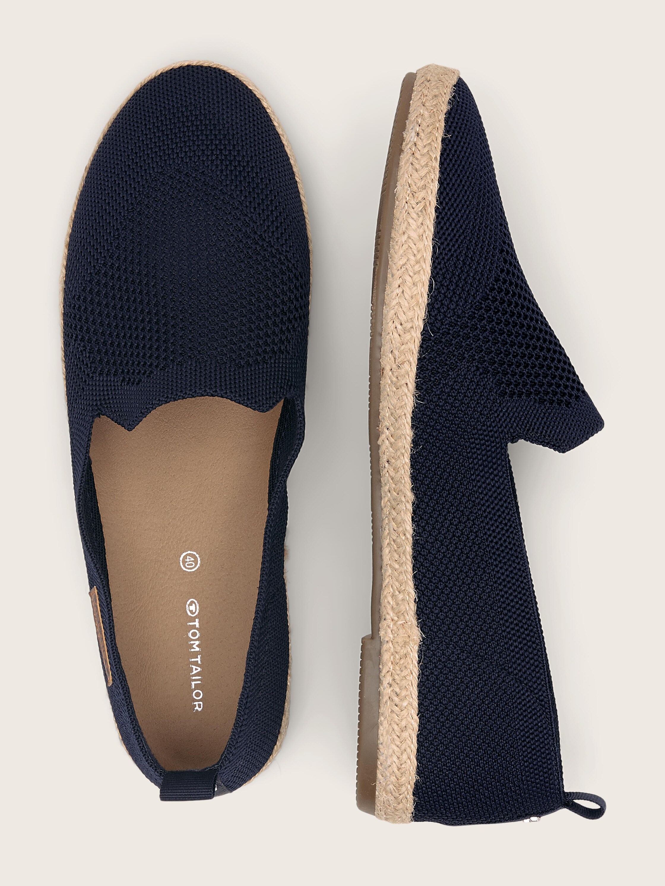 geflochtener Slipper mit Netzmuster - navy