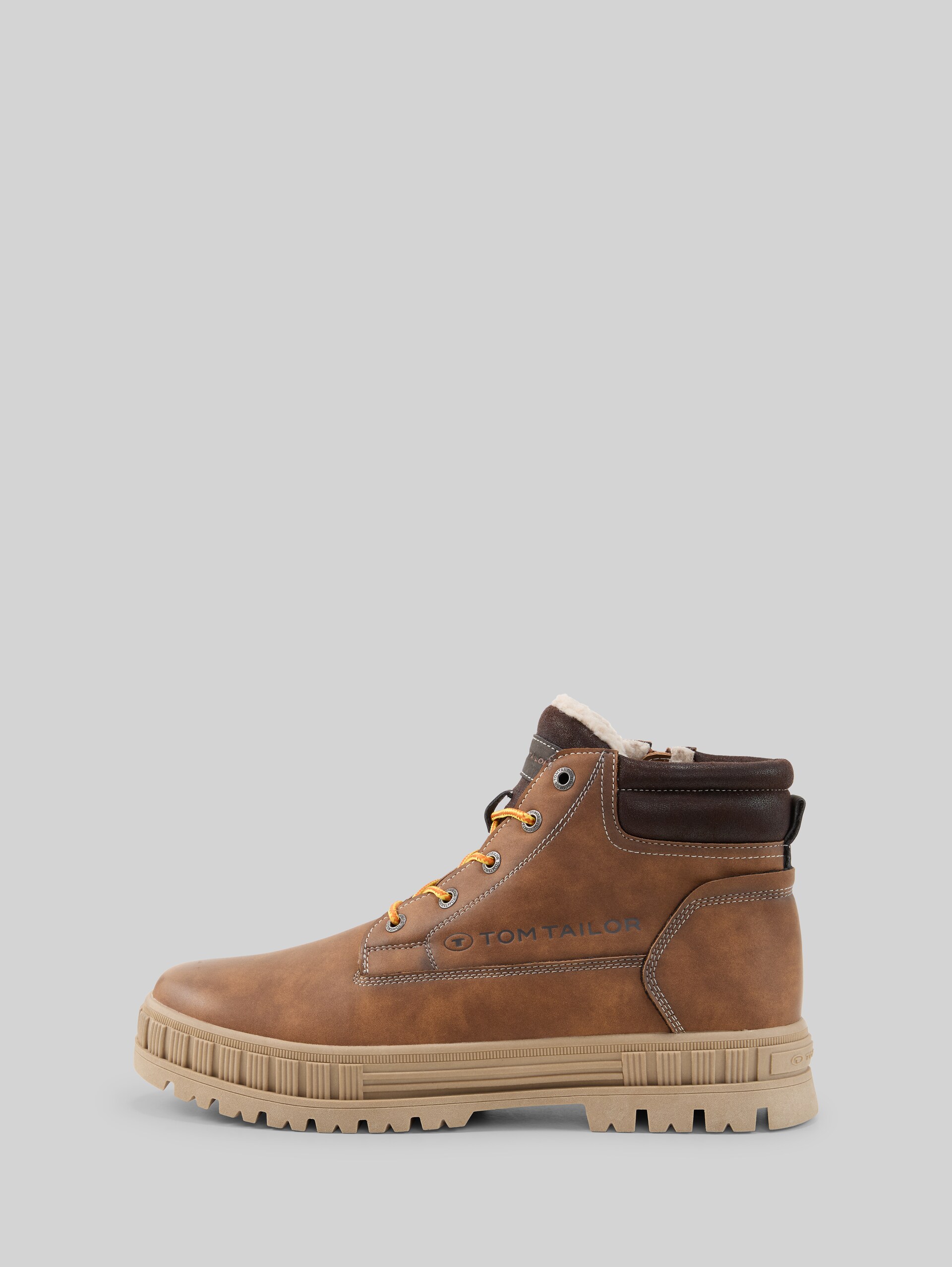 Bottes doublées en simili-cuir - cognac - vue latérale du produit