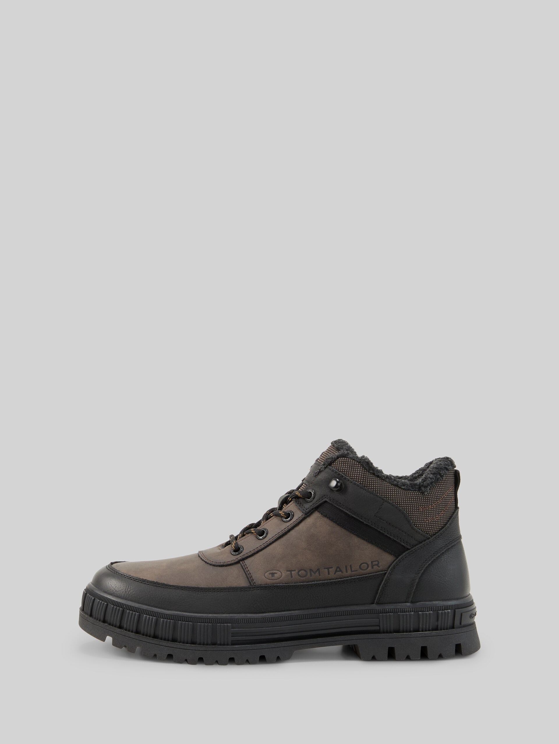 Bottes doublées en mélange de matières - mokka - vue latérale du produit