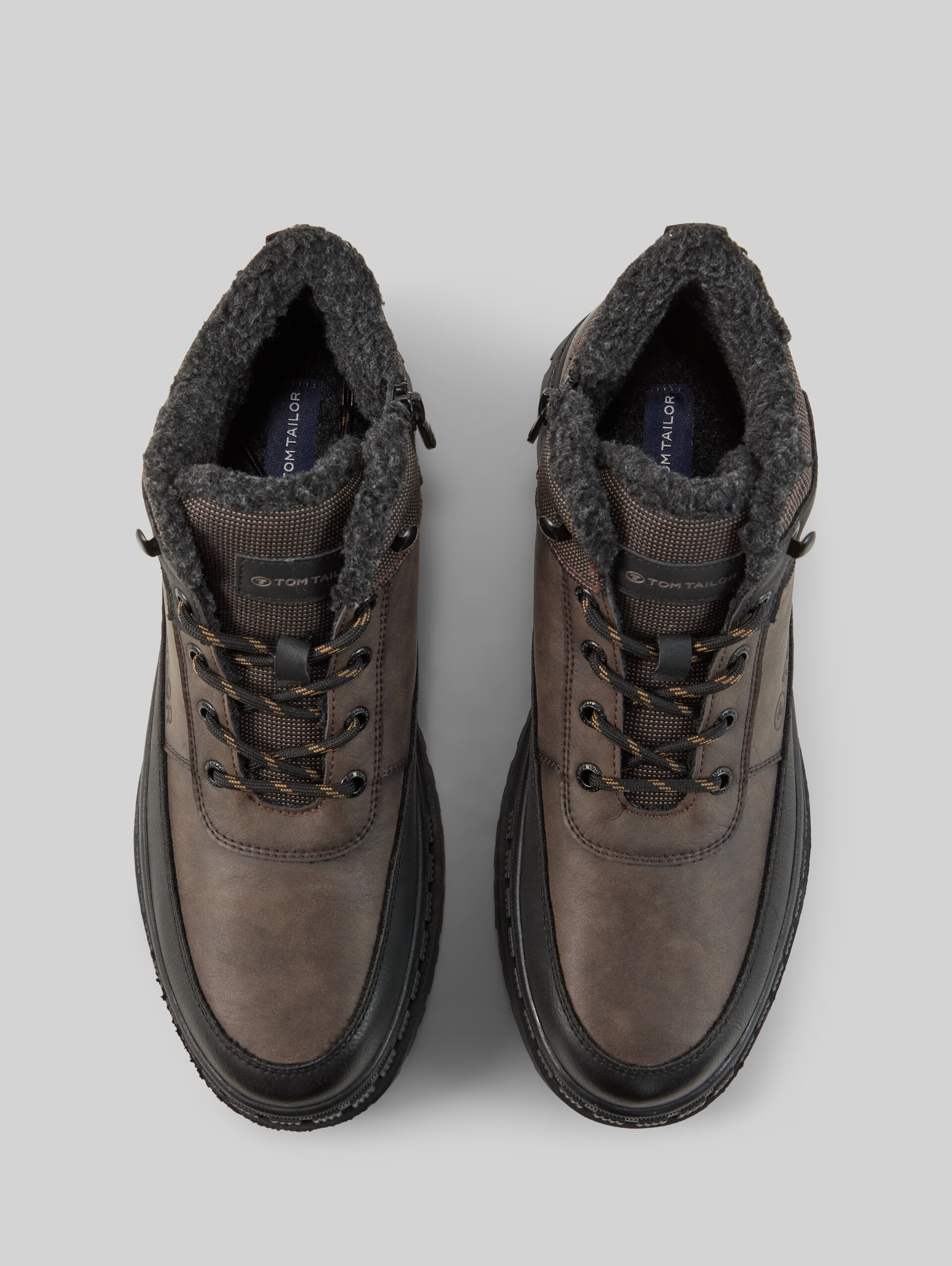 Bottes doublées en mélange de matières - mokka - Vue du produit du haut