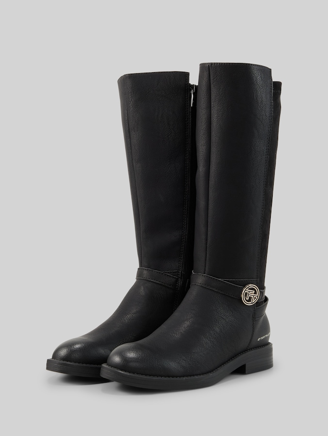 Boots with logo buckle by Women, black