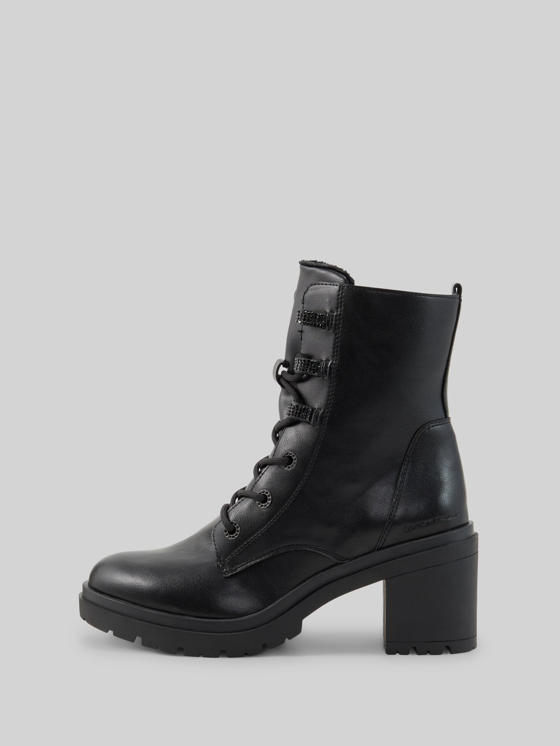 Gefütterte Stiefel mit Blockabsatz - black - seitliche Produkt-Ansicht