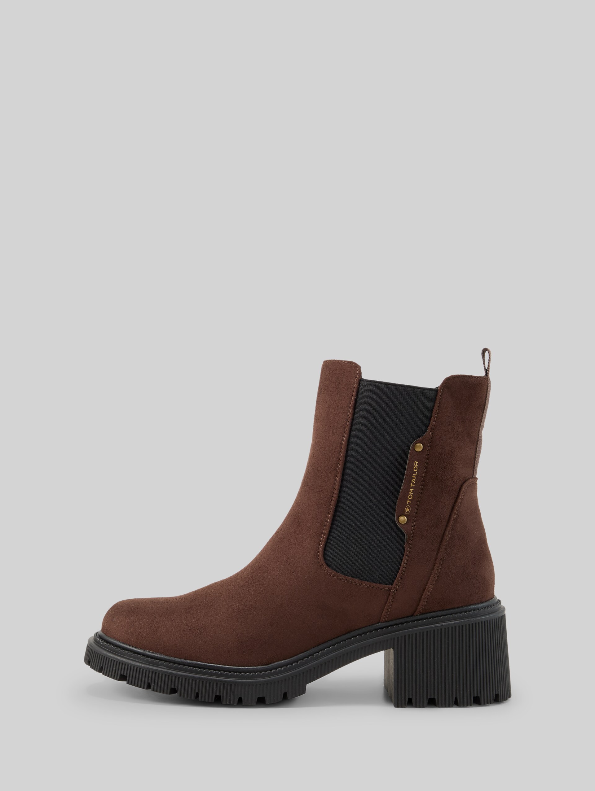 Absatzstiefeletten aus Wildlederimitat - mokka - seitliche Produkt-Ansicht