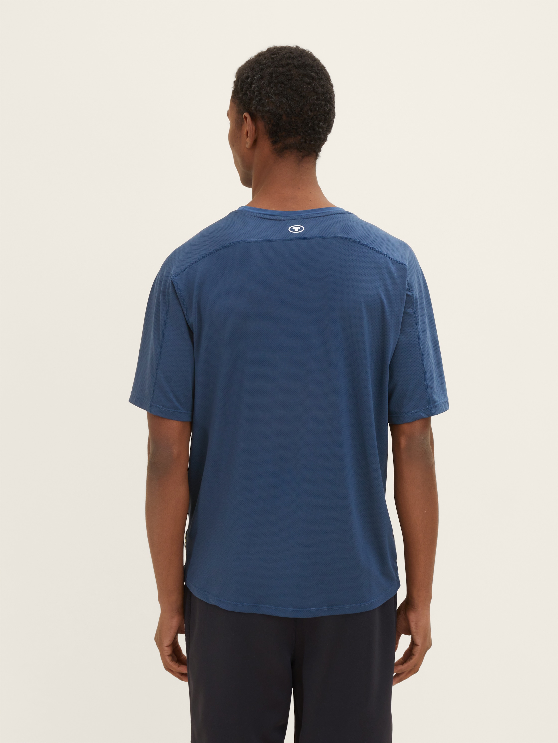 Breathable T-shirt with a letter print - French Navy Melange