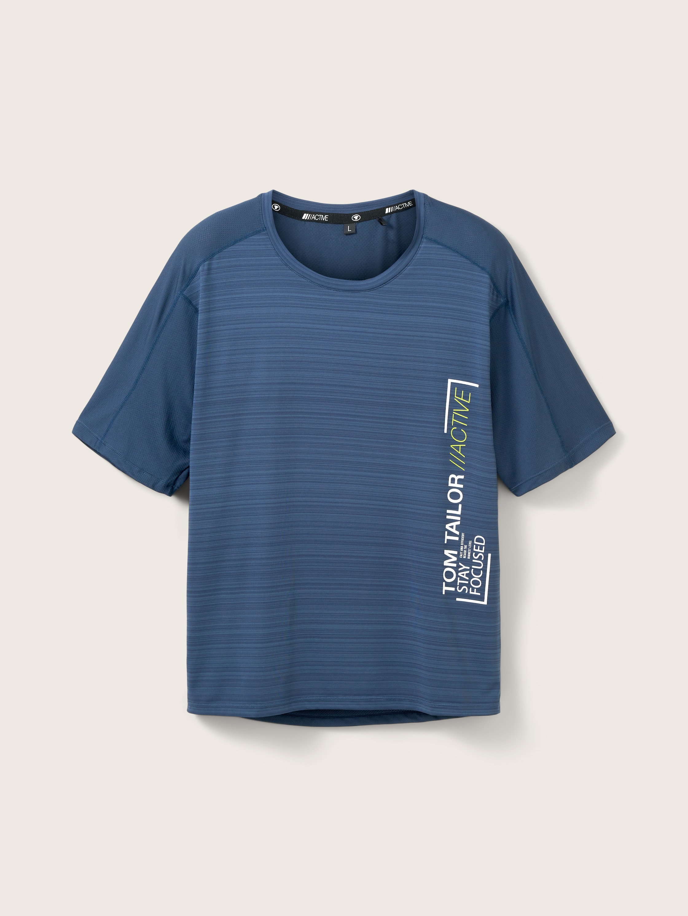 Breathable T-shirt with a letter print - French Navy Melange