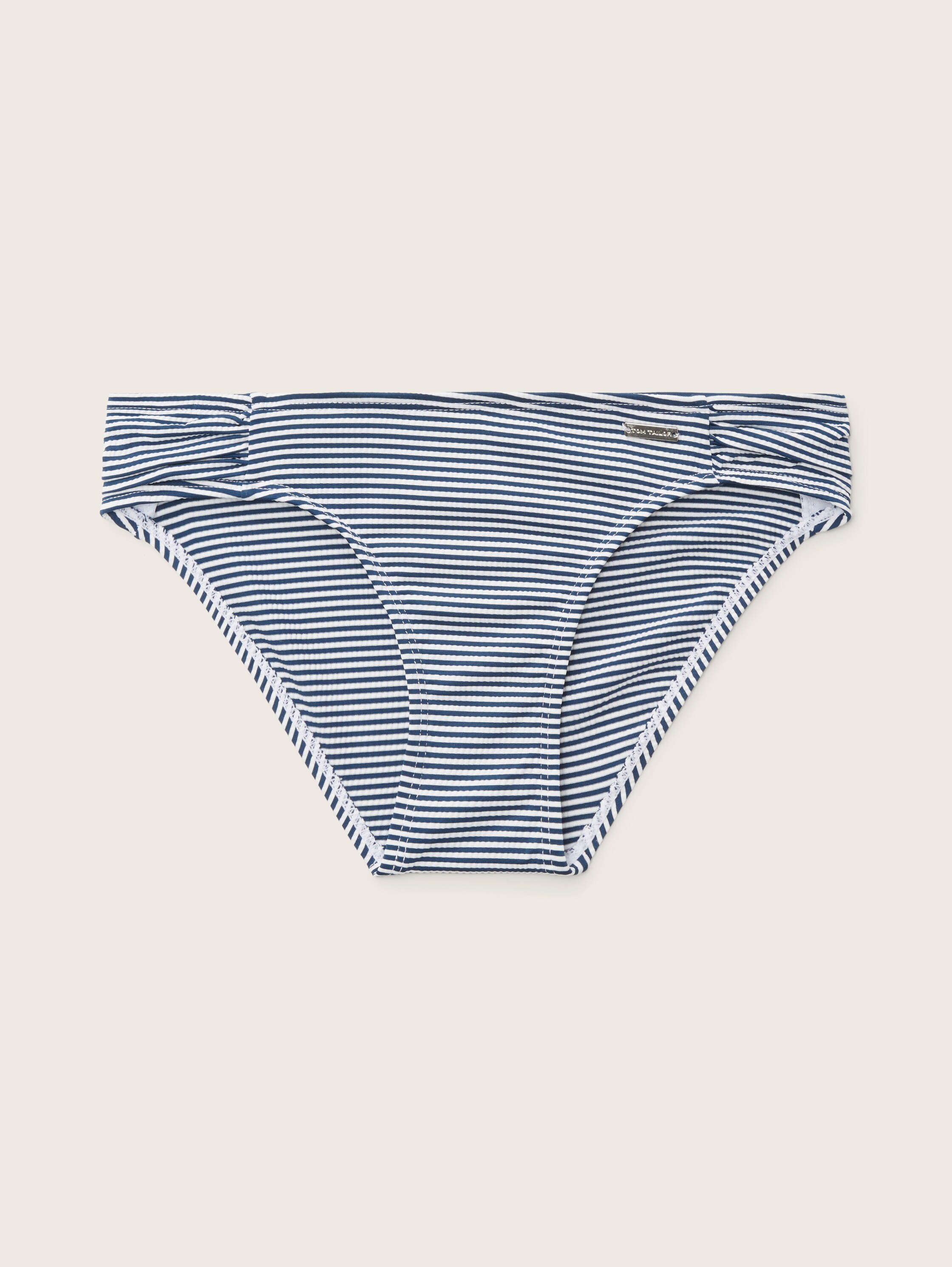 Gestreifte Bikinihose mit Raffungen - 4