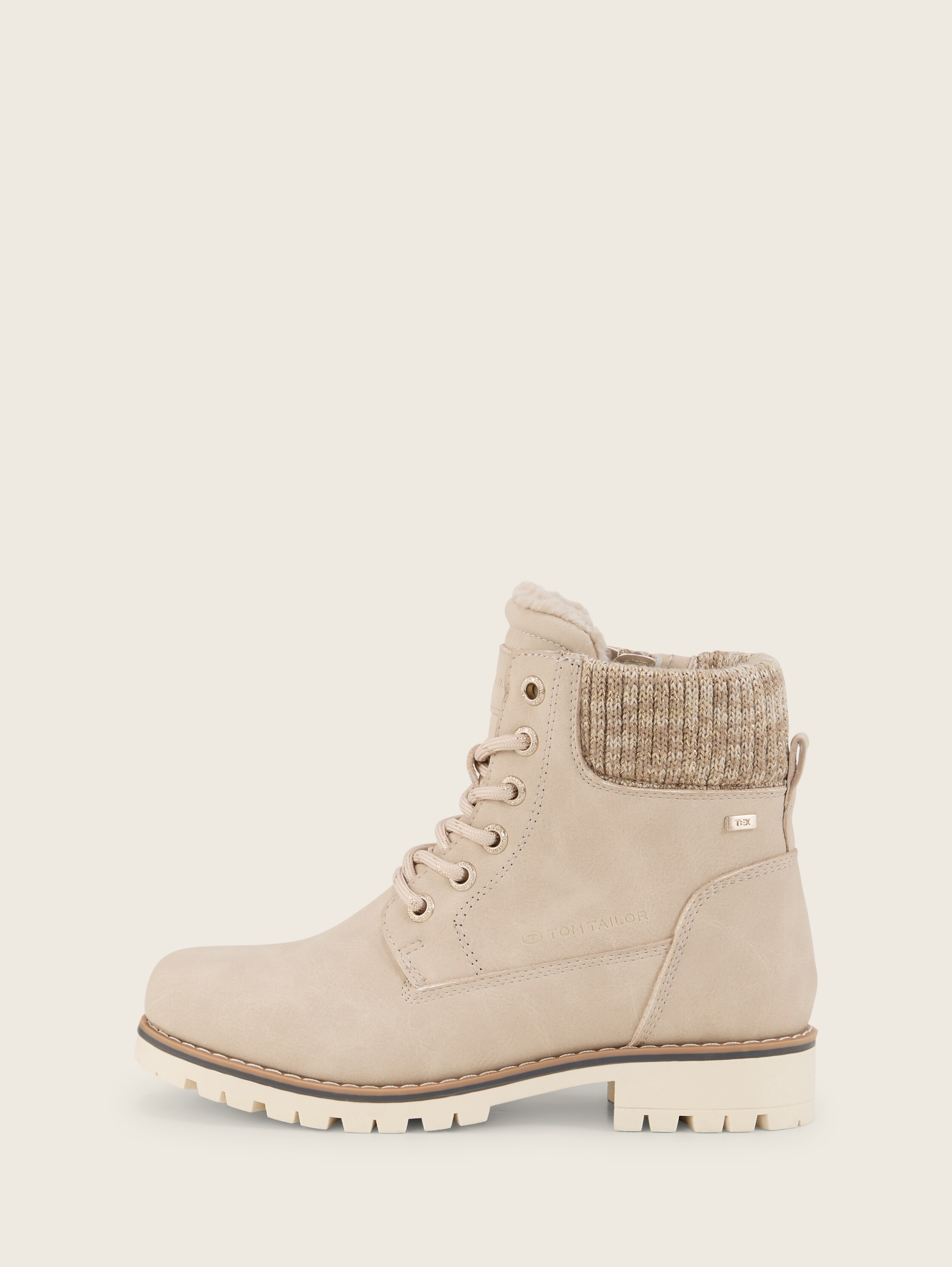 Gefütterte Stiefeletten mit Block-Absatz - cream - 