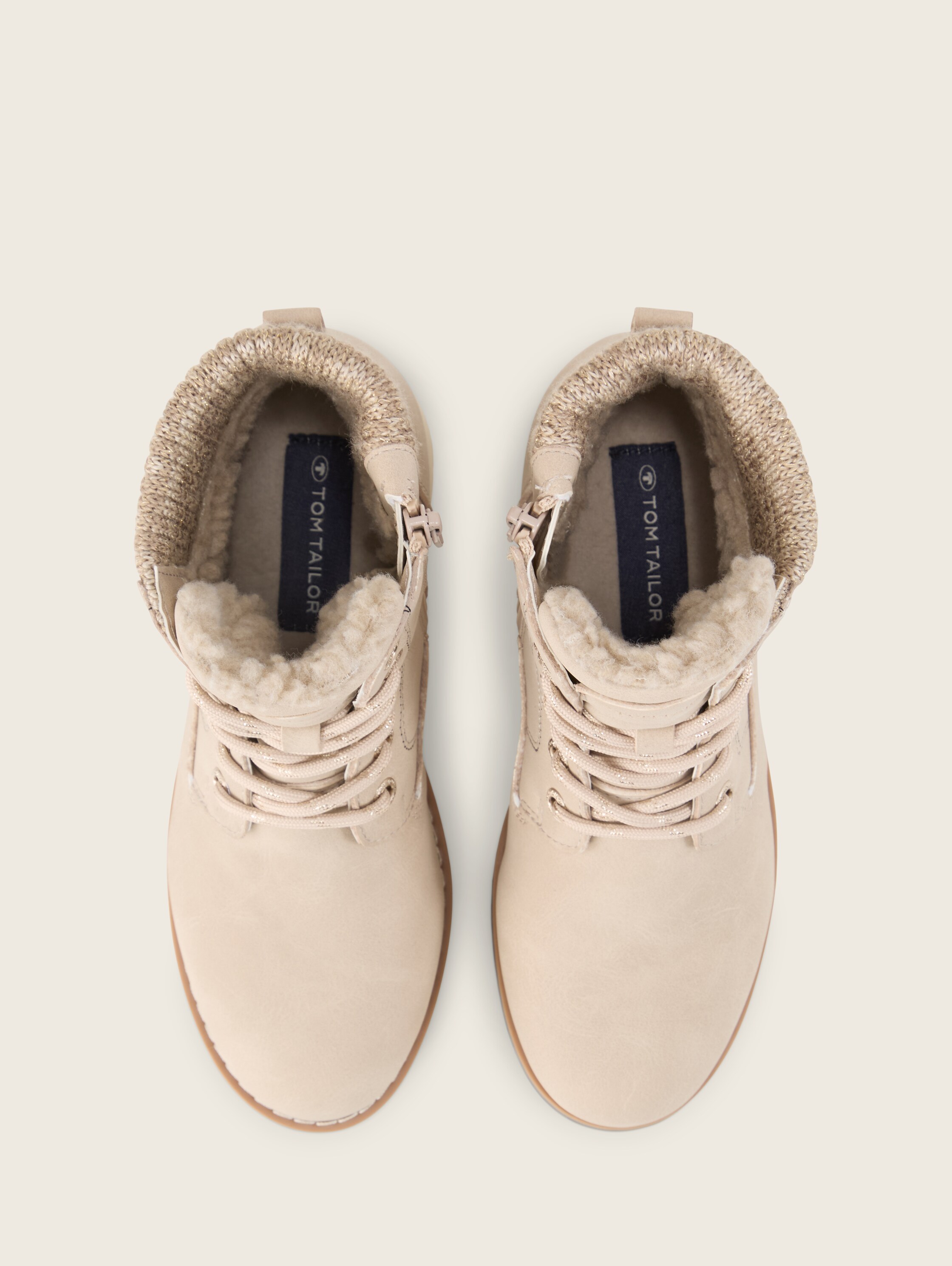 Gefütterte Stiefeletten mit Block-Absatz - cream - 