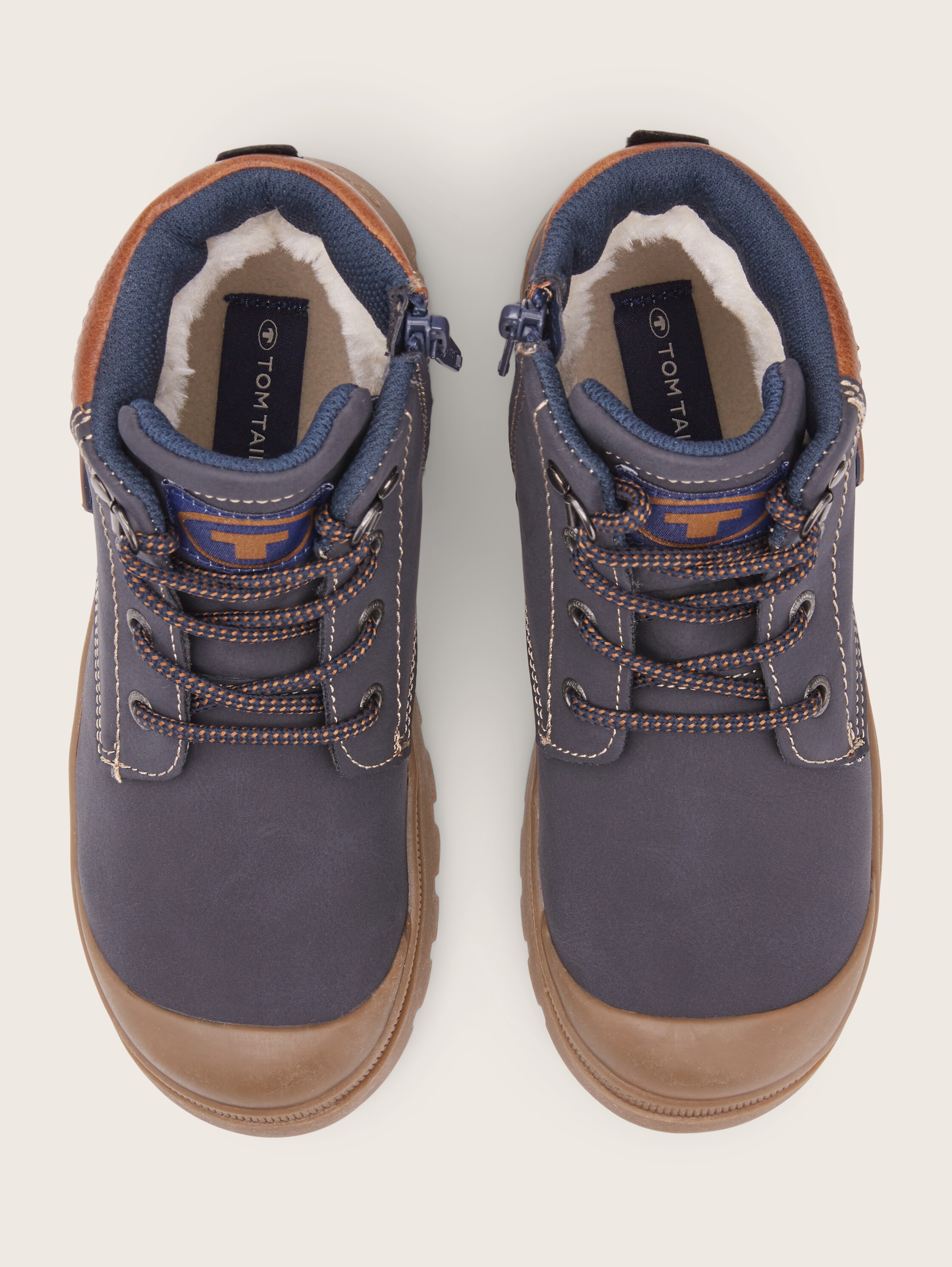 Gevoerde laarzen met applicaties - navy - Bovenaanzicht product 