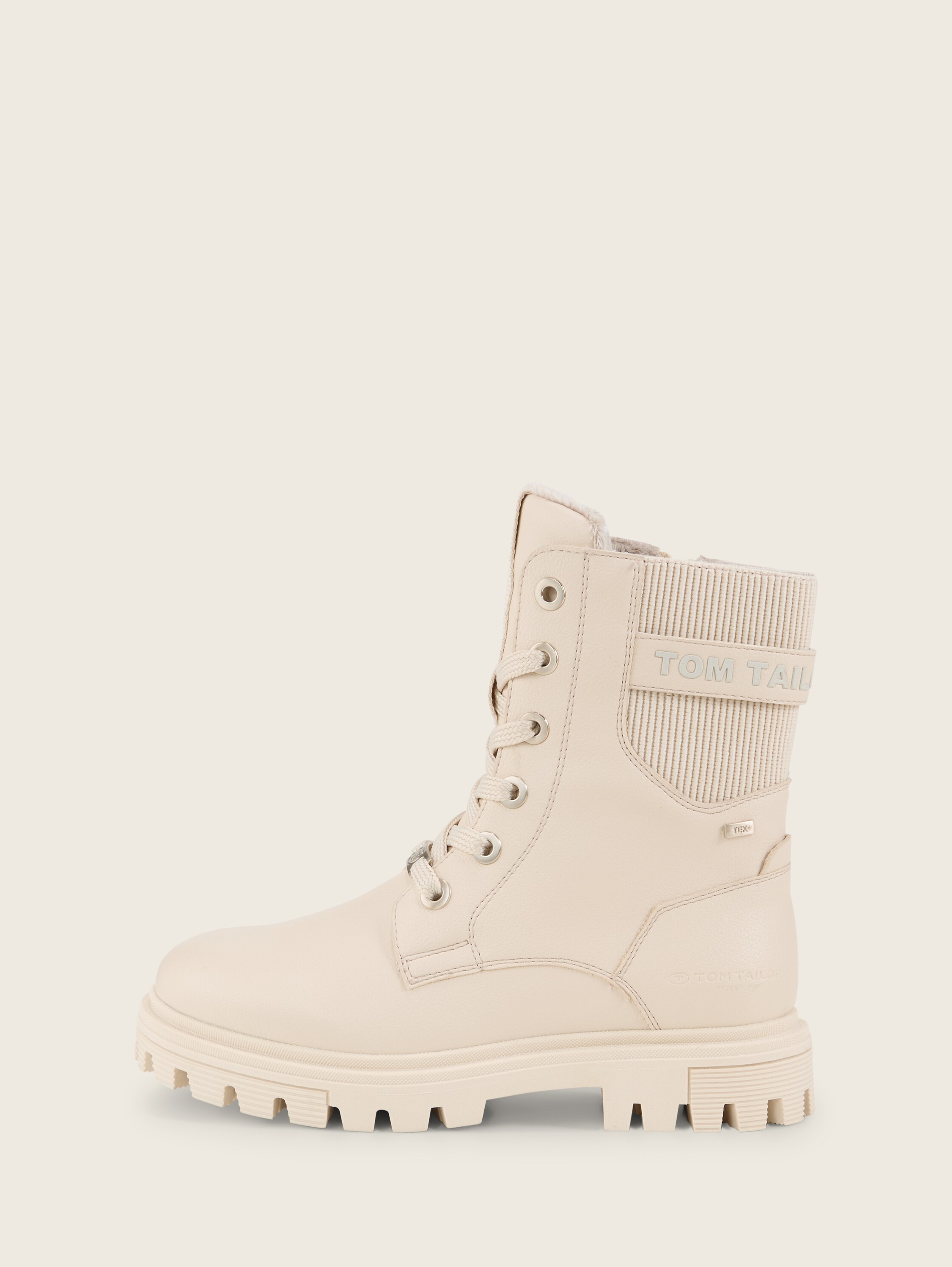 Gevoerde enkellaarsjes van imitatieleer - beige - zijaanzicht product