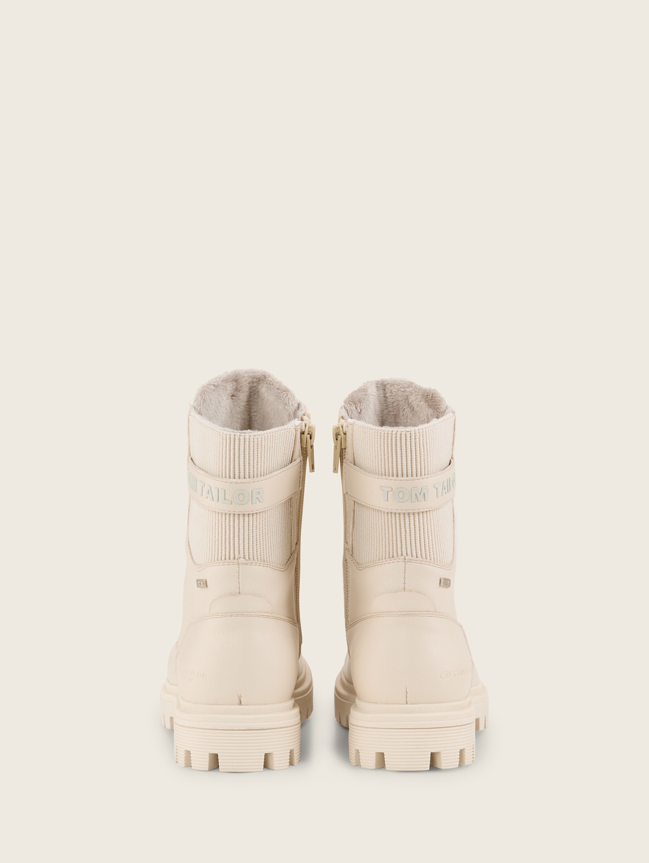 Gevoerde enkellaarsjes van imitatieleer - beige - Achteraanzicht product