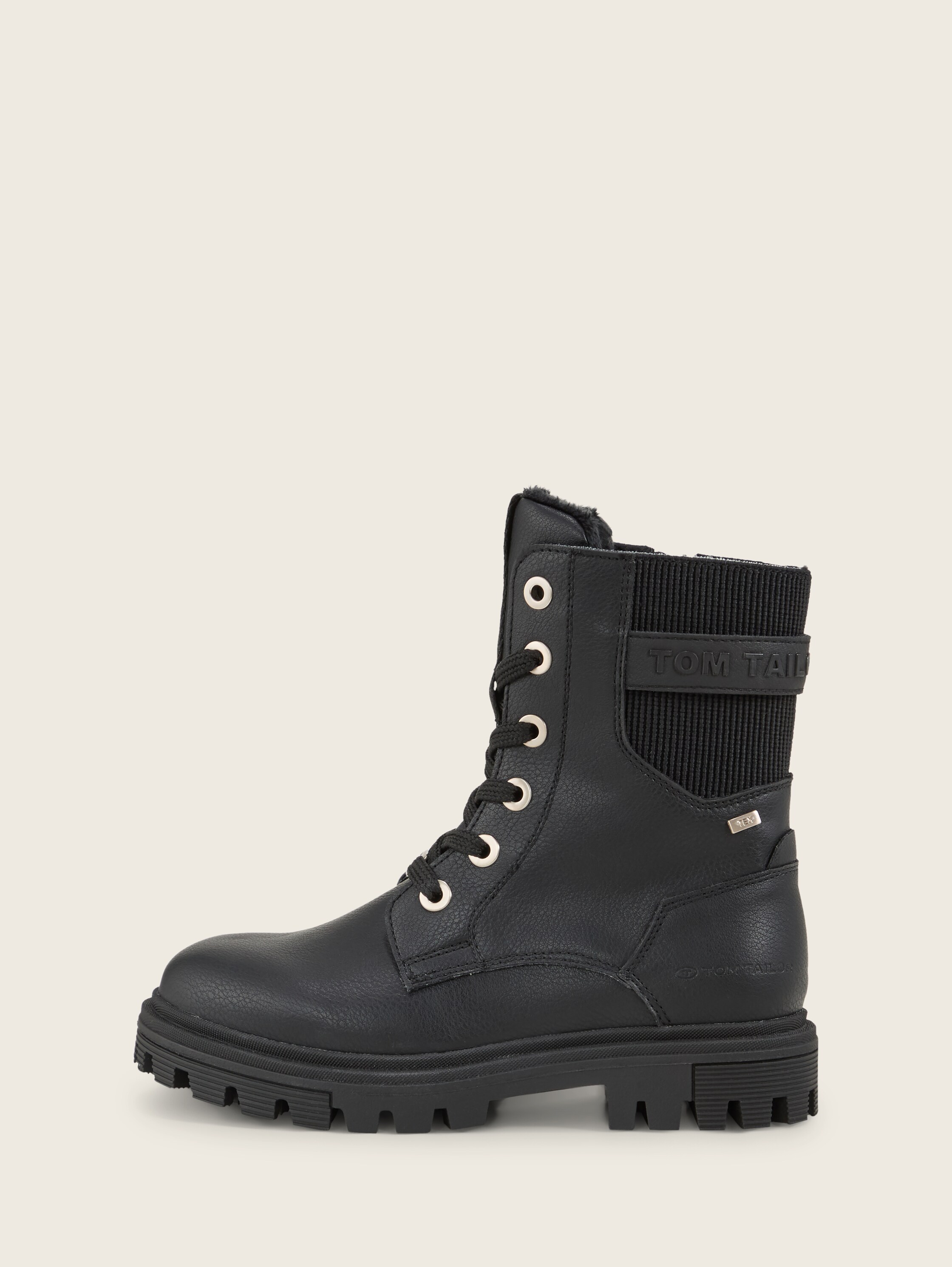 Lined faux leather ankle boots - black_1 - 