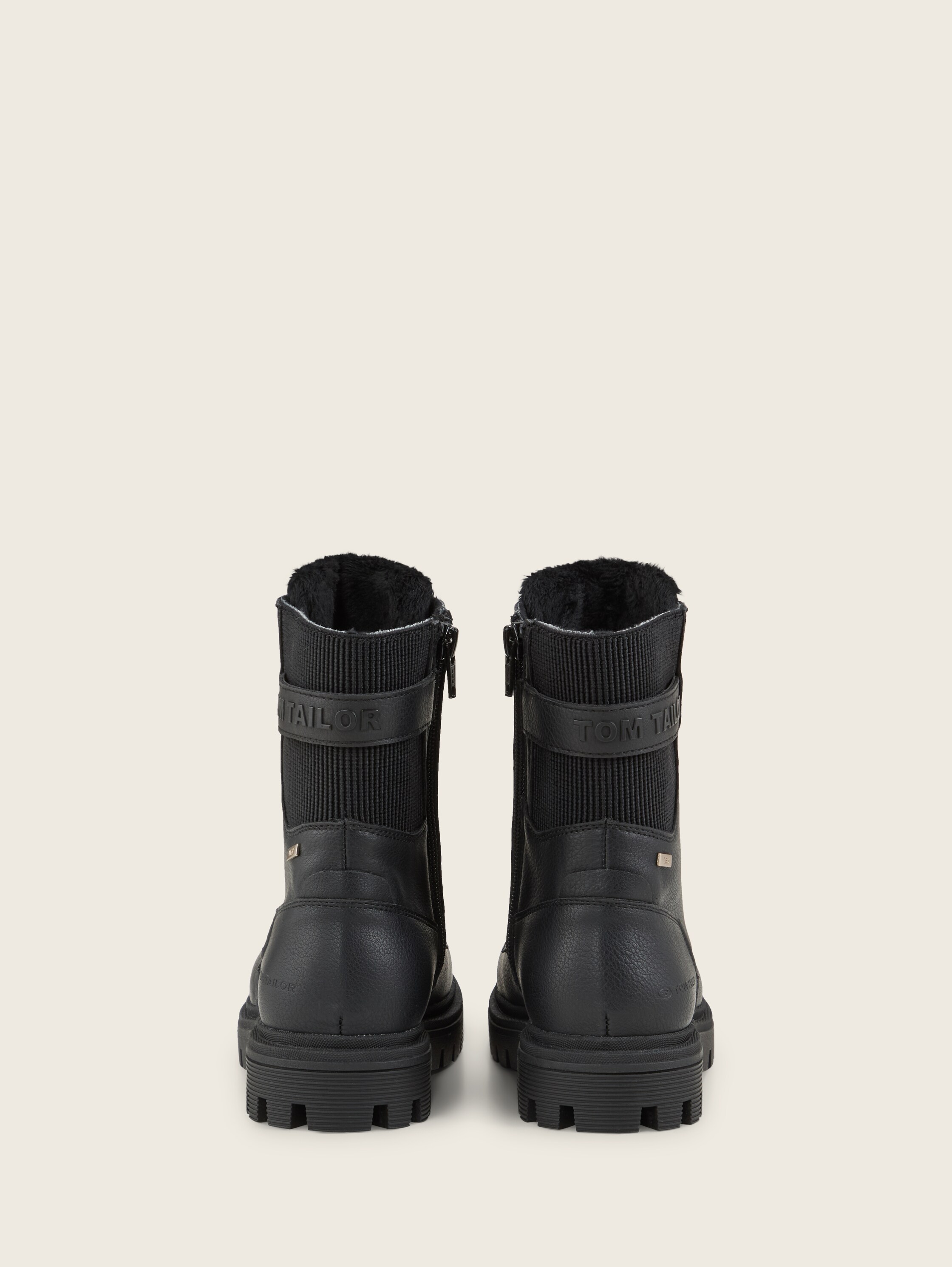 Lined faux leather ankle boots - black_1 - 