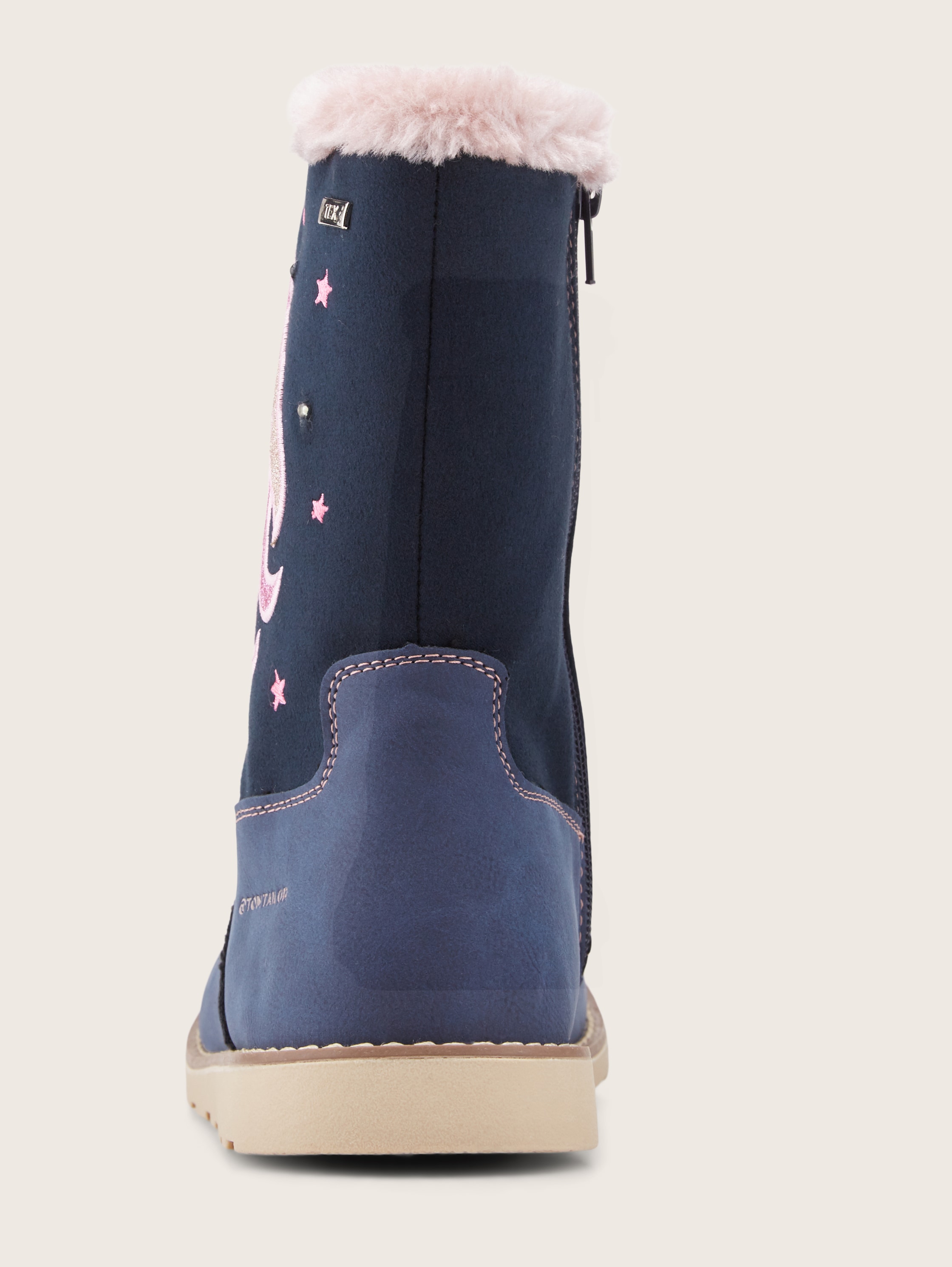 Bottes fourrées avec ornements - denim - Vue arrière du produit