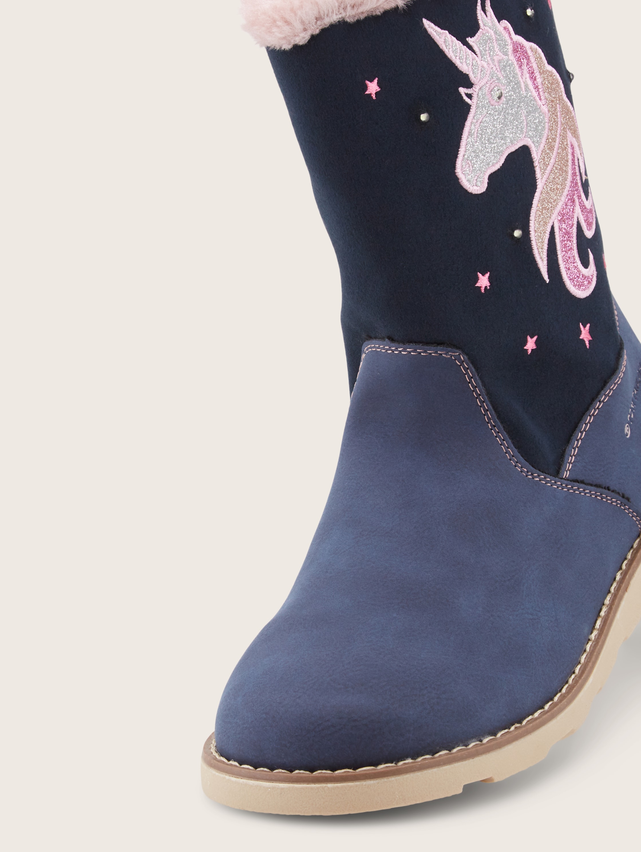 Bottes fourrées avec ornements - denim