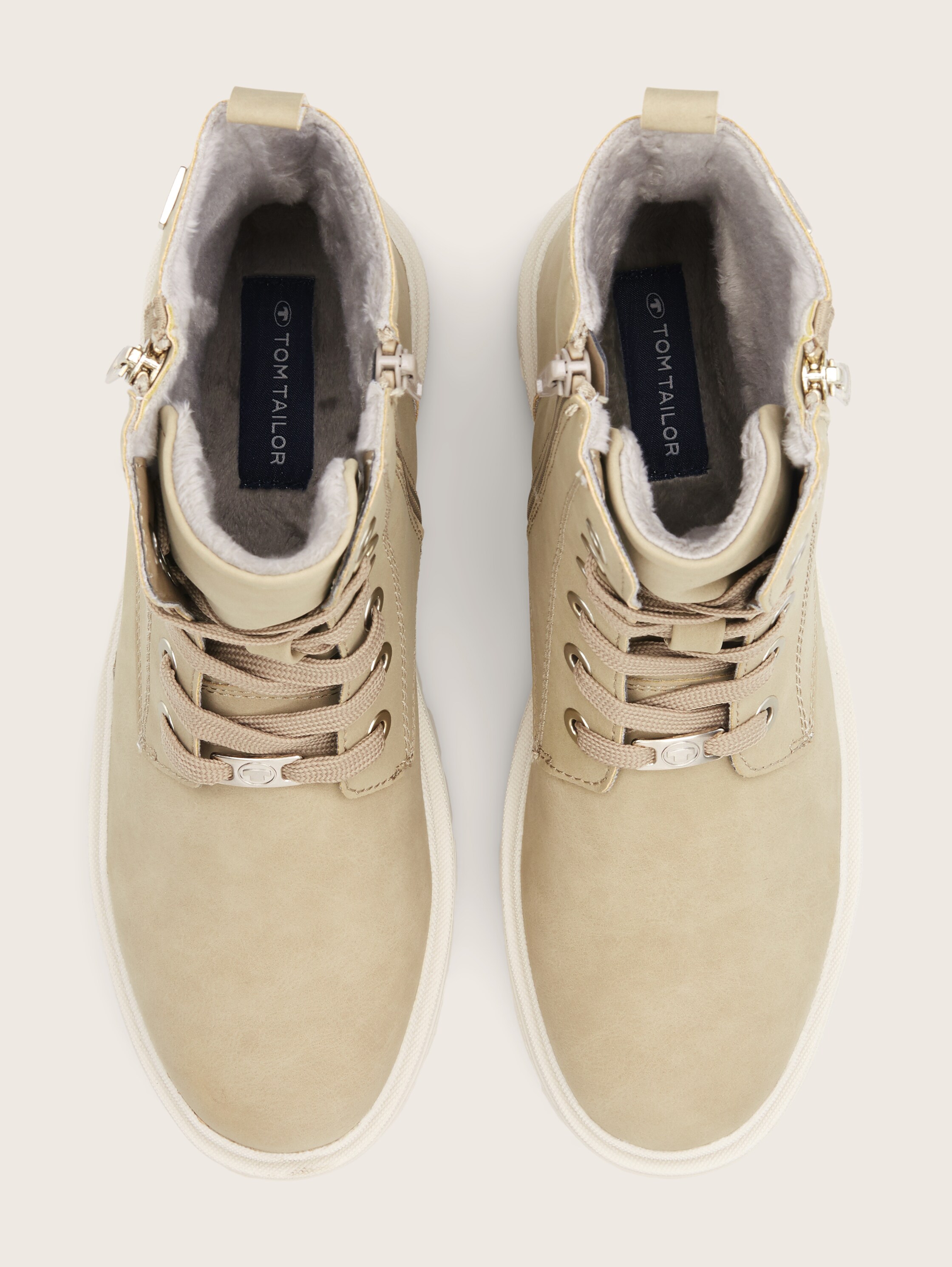 gevoerde laarzen - beige - Bovenaanzicht product 