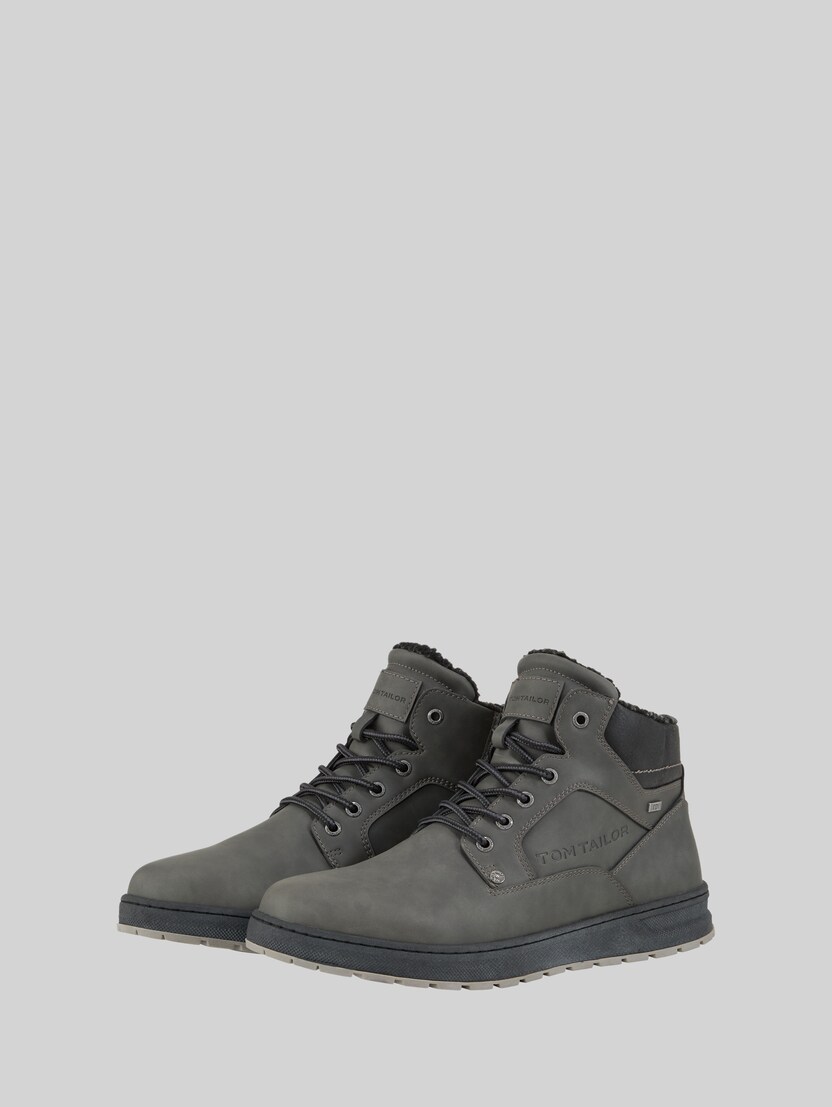 Waterproof laced boots with lining by Men, coal