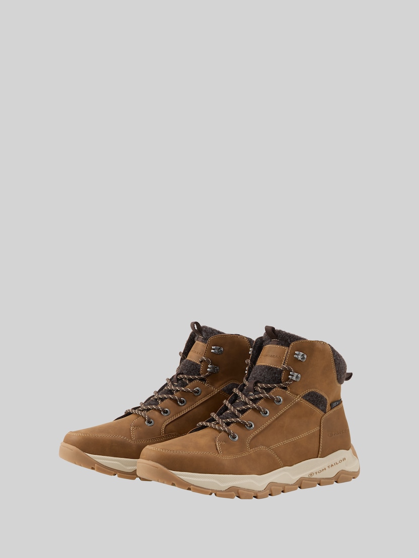 Wasserfeste Schnürstiefel mit Fütterung von Men, cognac