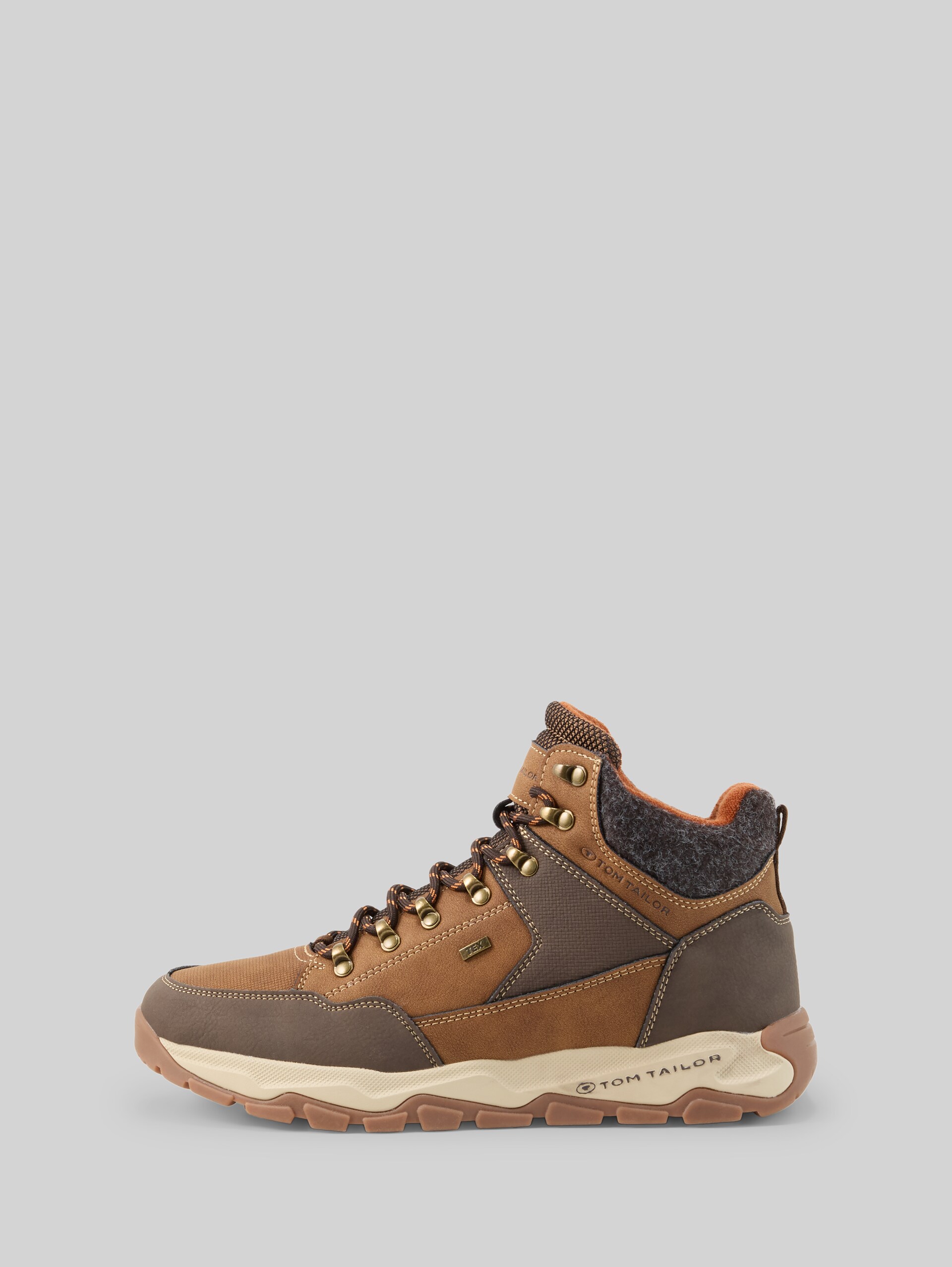 Waterdichte veterschoenen - cognac - zijaanzicht product