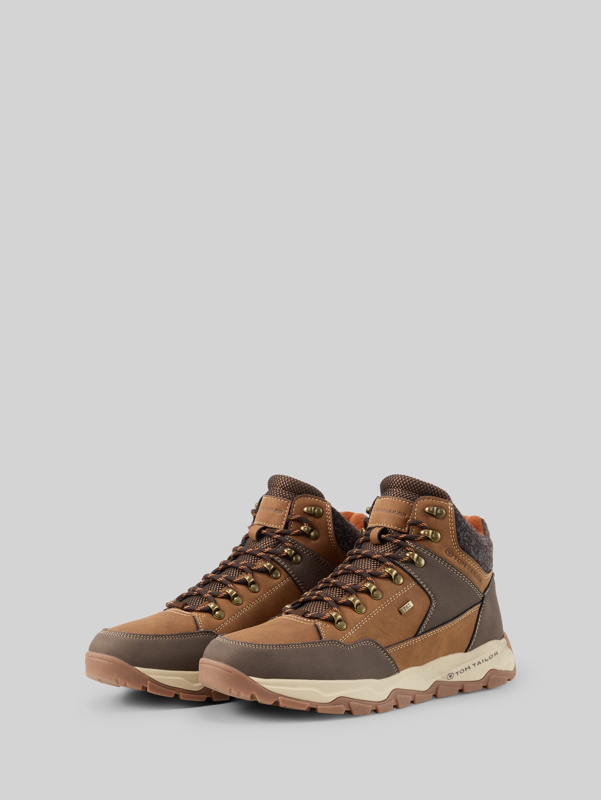 Waterdichte veterschoenen - cognac - zijaanzicht product