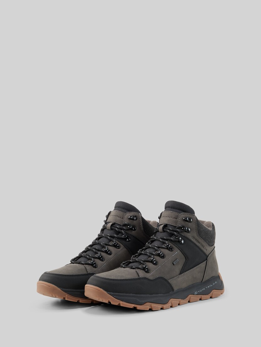 Waterproof lace-up boots by Men, coal