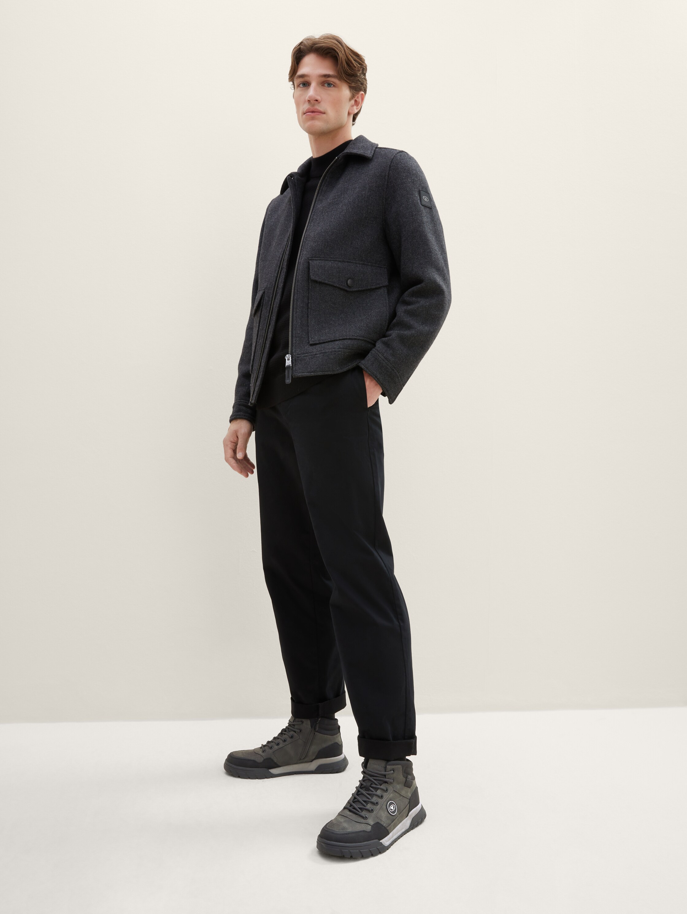 Gemusterte Stiefel - coal