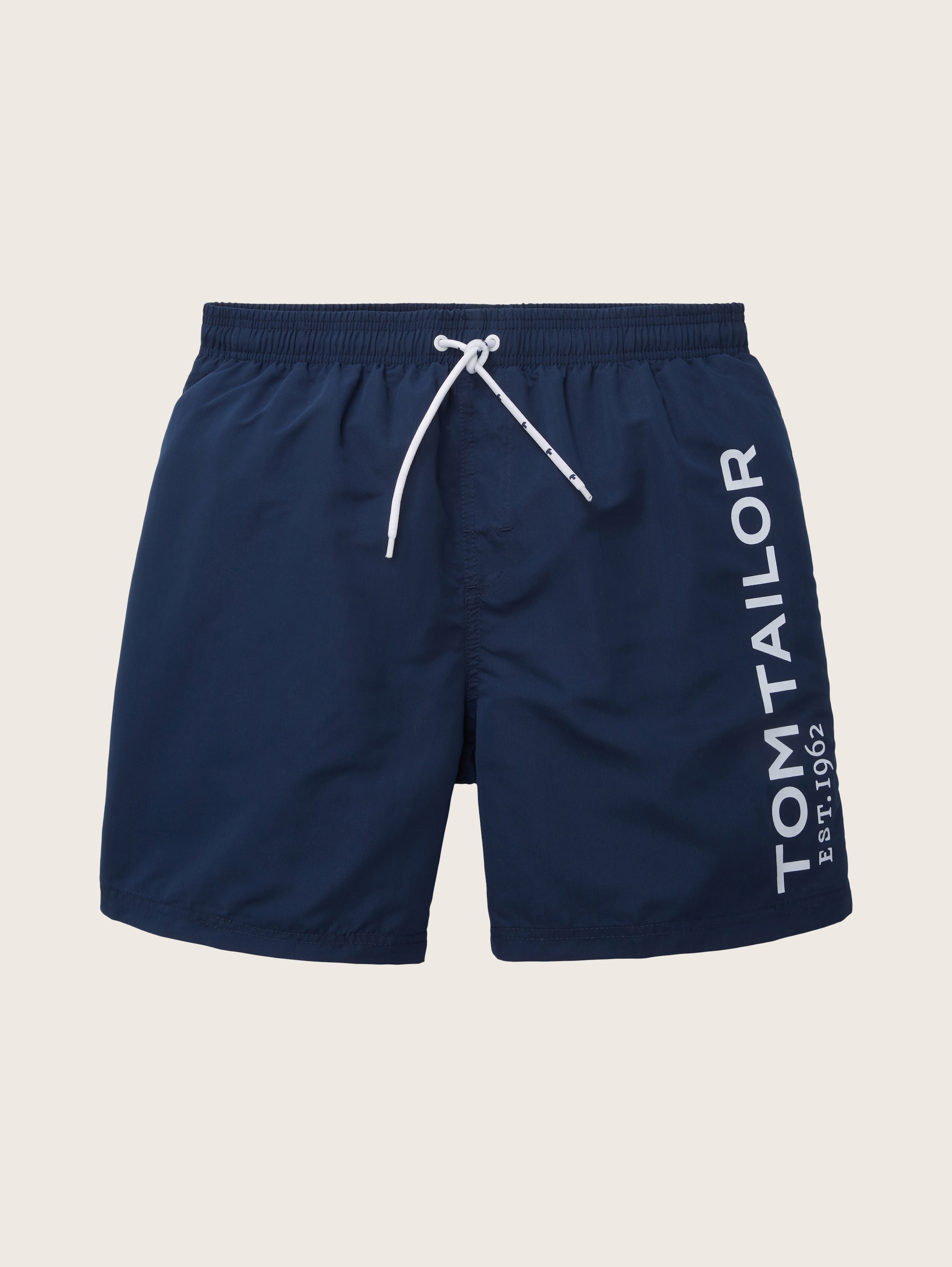 Badehose mit großem Schrift-Print seitlich - blau - 